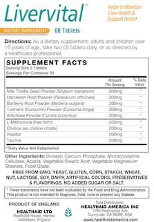 Foto 2 | Suplemento Healthaid Livervital Liver Health Support, 60 Unidades - Venta Internacional.
