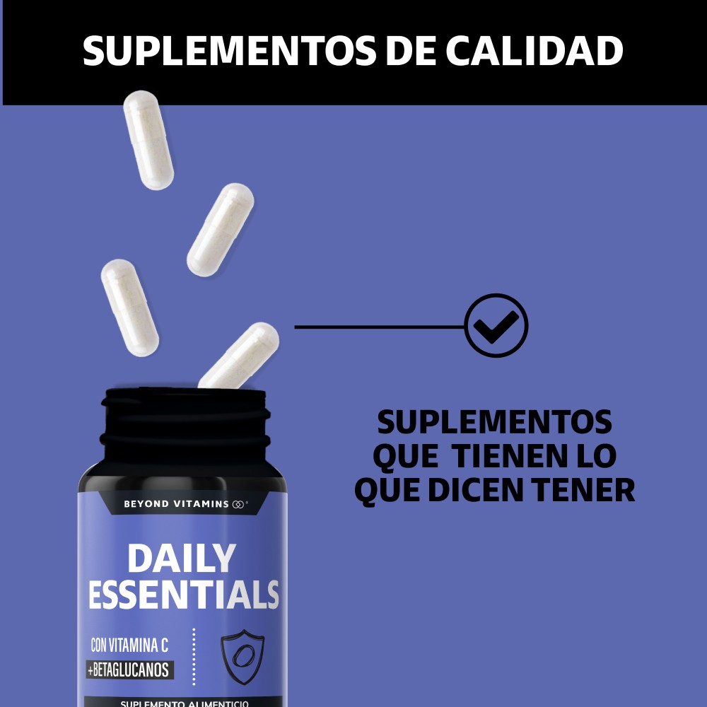 Foto 5 pulgar | Suplemento Alimenticio Beyond Vitamins Dayli Essentials  Vitamina C Betaglucanos Vegano 60 Cápsulas
