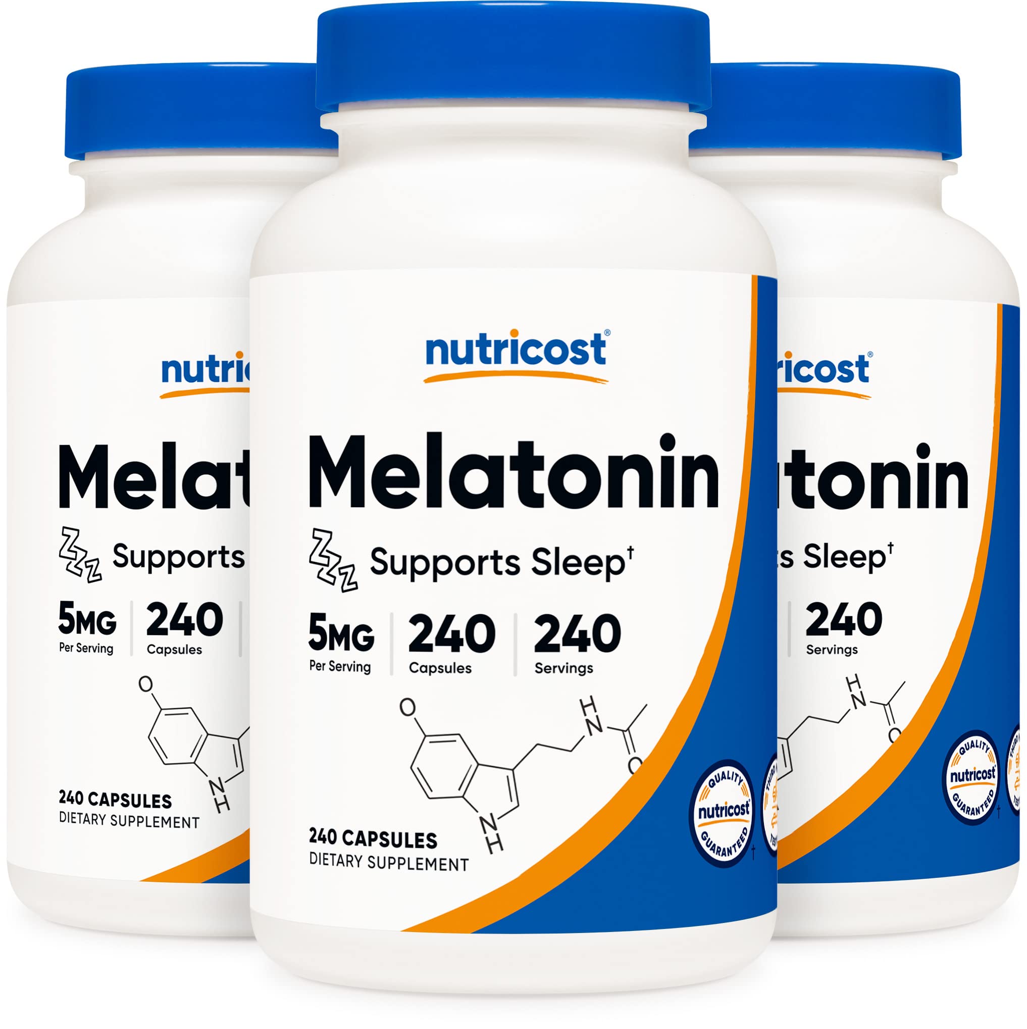 Foto 2 pulgar | Suplemento Nutricost Melatonin 5 Mg 240 Cápsulas (3 Botellas) - Venta Internacional.