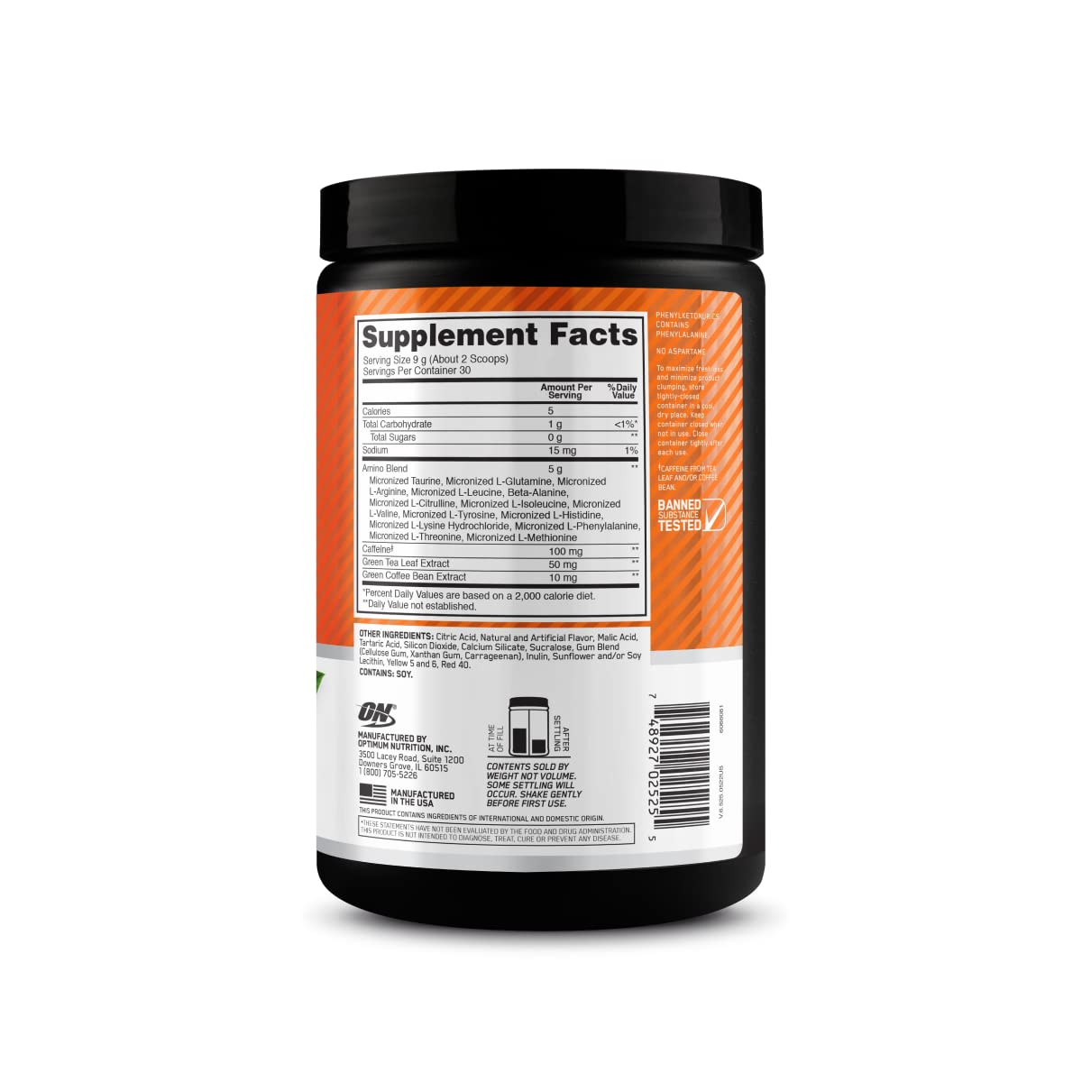 Foto 6 | Suplemento Optimum Nutrition Amino Energy Orange 30 Porciones - Venta Internacional.