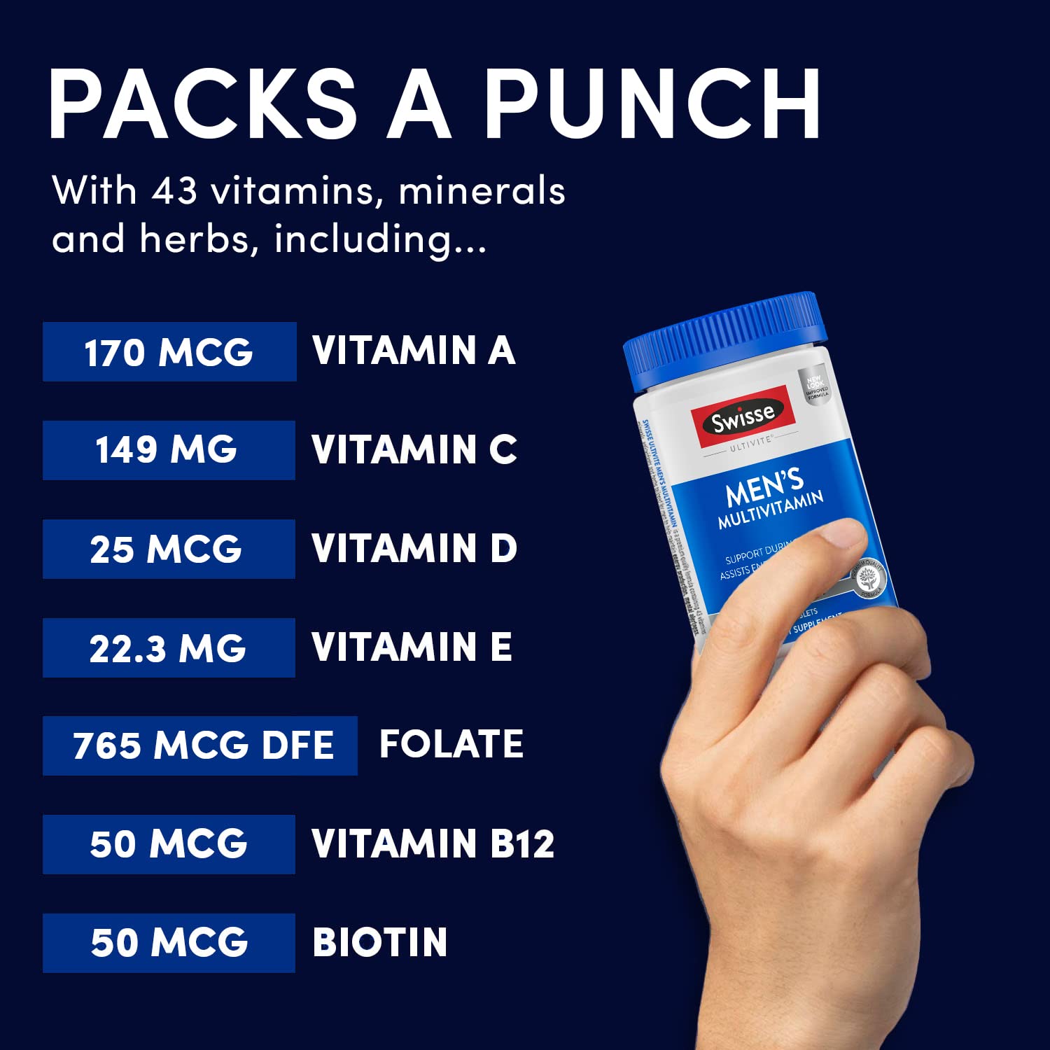 Foto 2 | Suplemento Multivitamínico Swisse Ultivite Daily Men 120 Comprimidos - Venta Internacional.