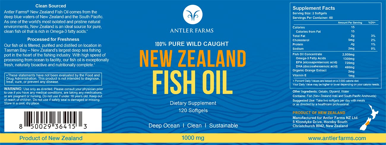 Foto 3 pulgar | Aceite De Pescado Antler Farms 100% Puro Capturado En La Naturaleza En Nueva Zelanda - Venta Internacional.