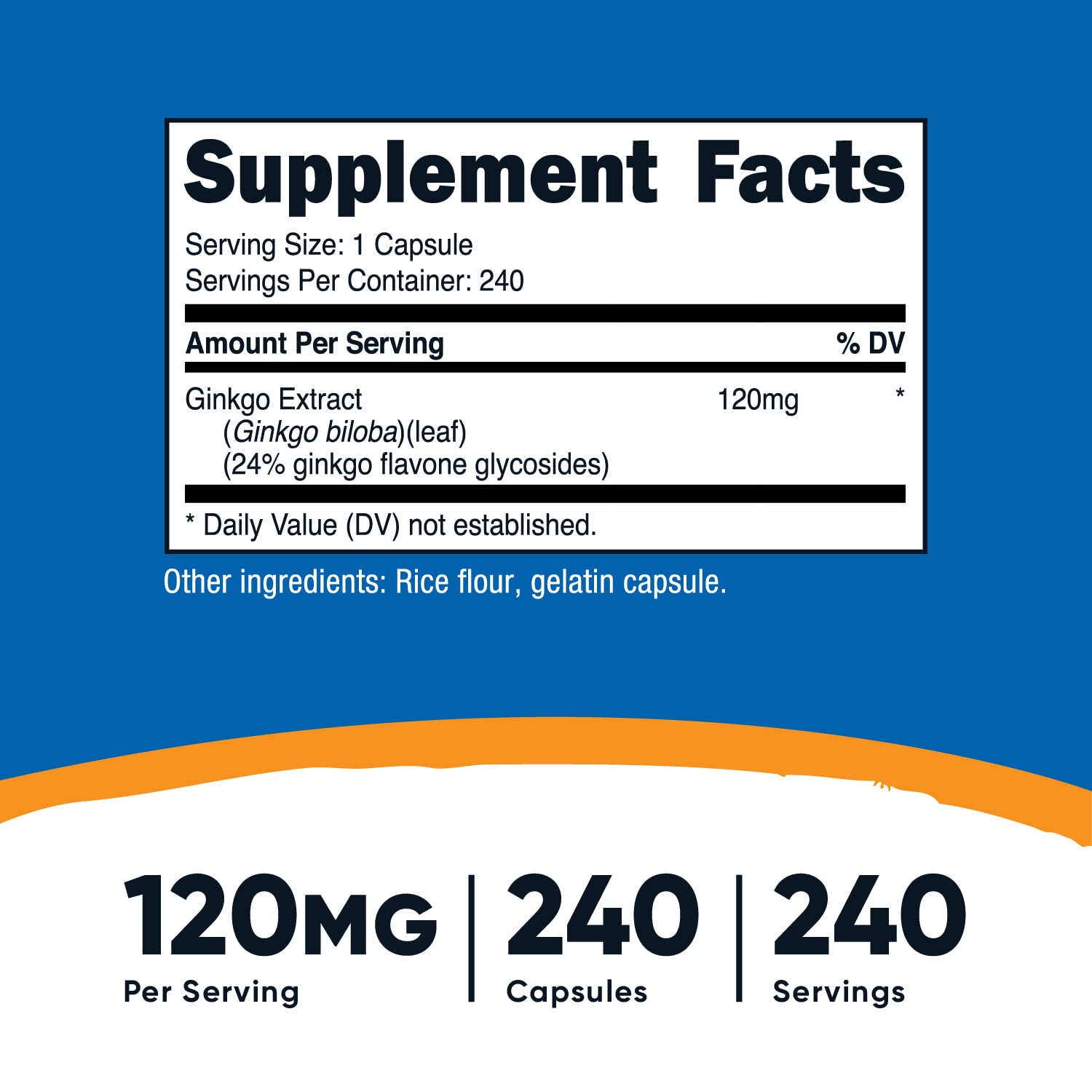 Foto 2 | Suplemento Nutricost Extracto De Ginkgo Biloba 120 Mg 240 Cápsulas - Venta Internacional.