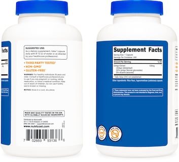 Foto 3 | Suplemento Nutricost Extracto De Ginkgo Biloba 120 Mg 240 Cápsulas - Venta Internacional.