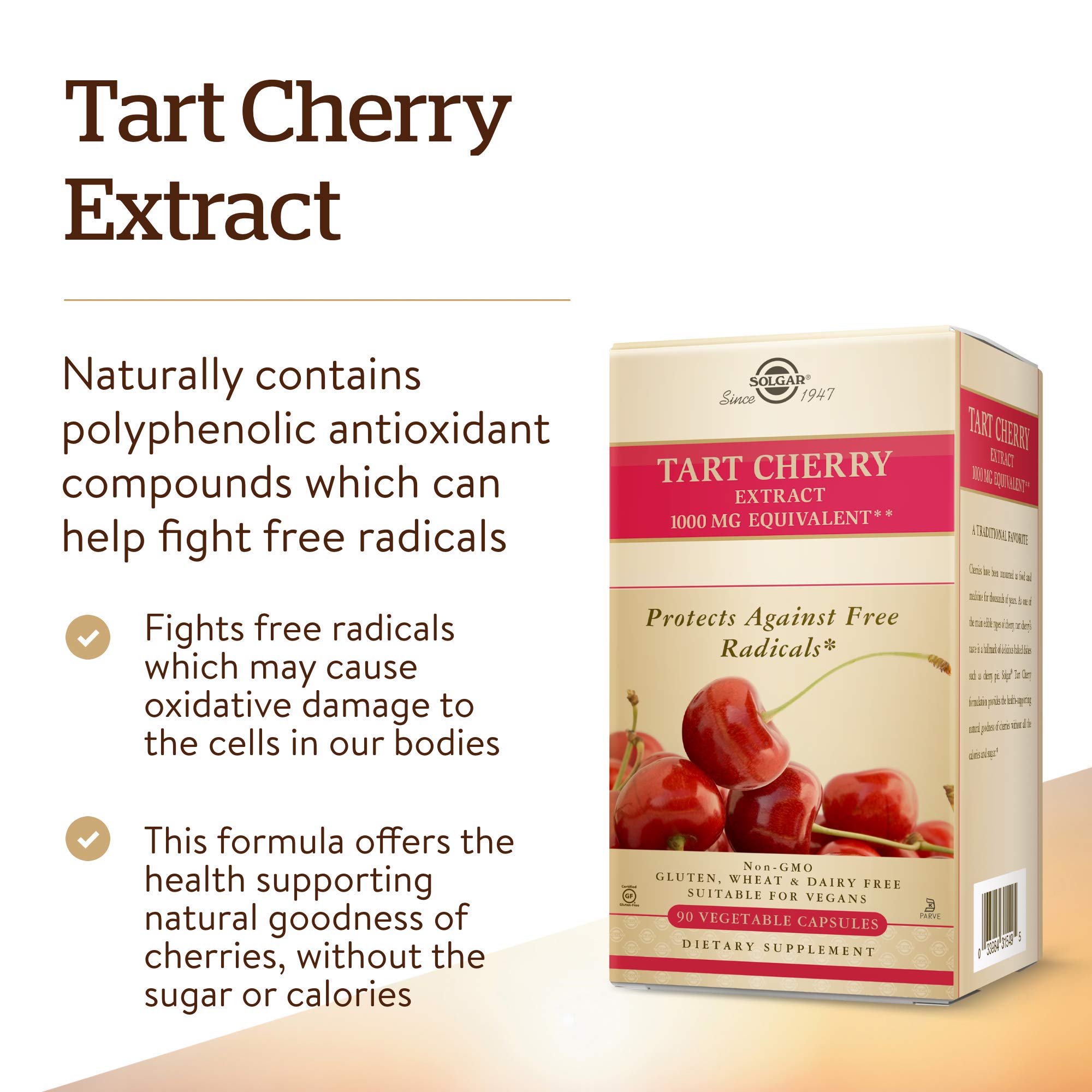 Foto 4 pulgar | Suplemento Solgar Tart Cherry 1000 Mg 90 Cápsulas Vegetales - Venta Internacional.