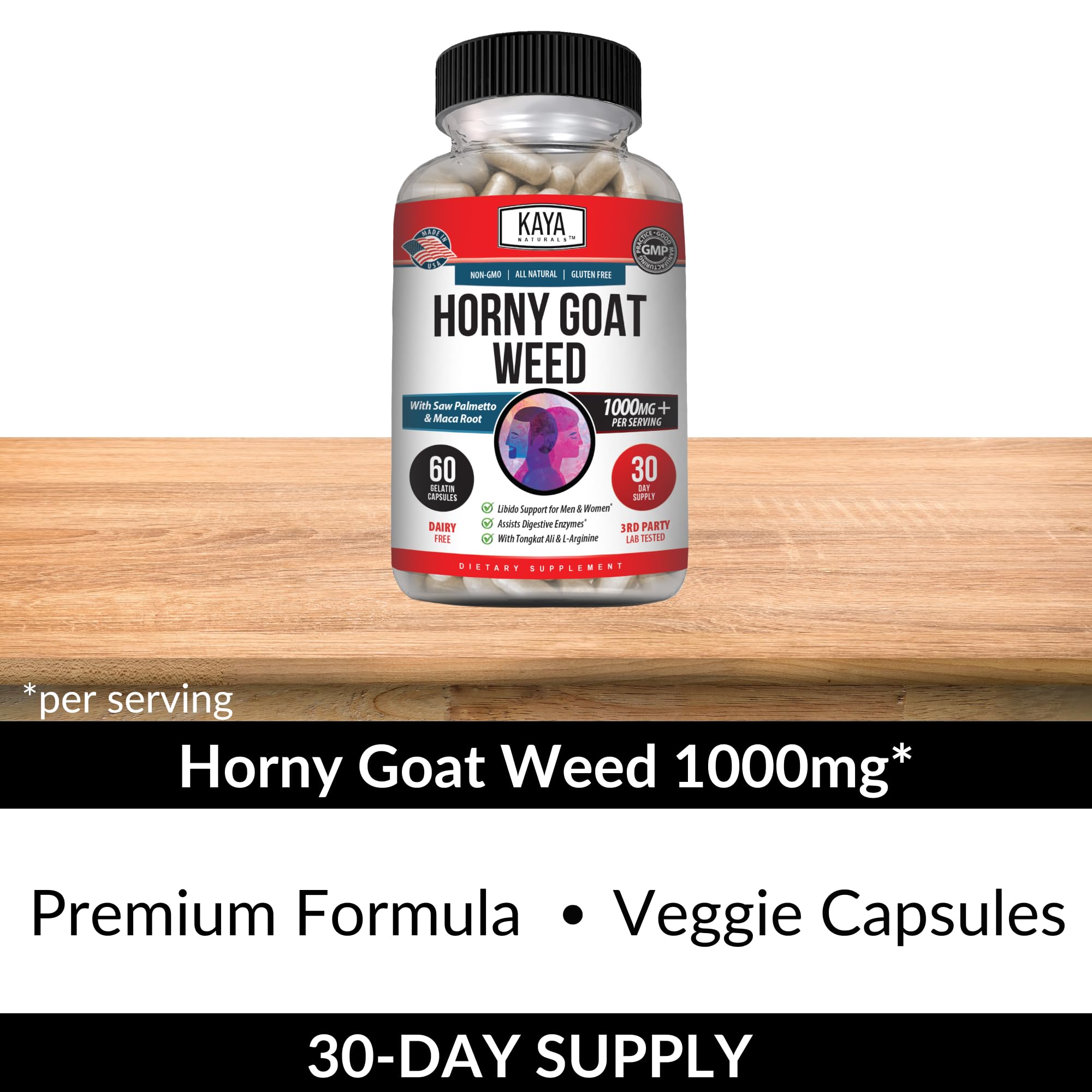 Foto 5 | Suplemento De Extracto De Hierba De Cabra En Celo De Kaya Naturals 1560 Mg - 60 - Venta Internacional.