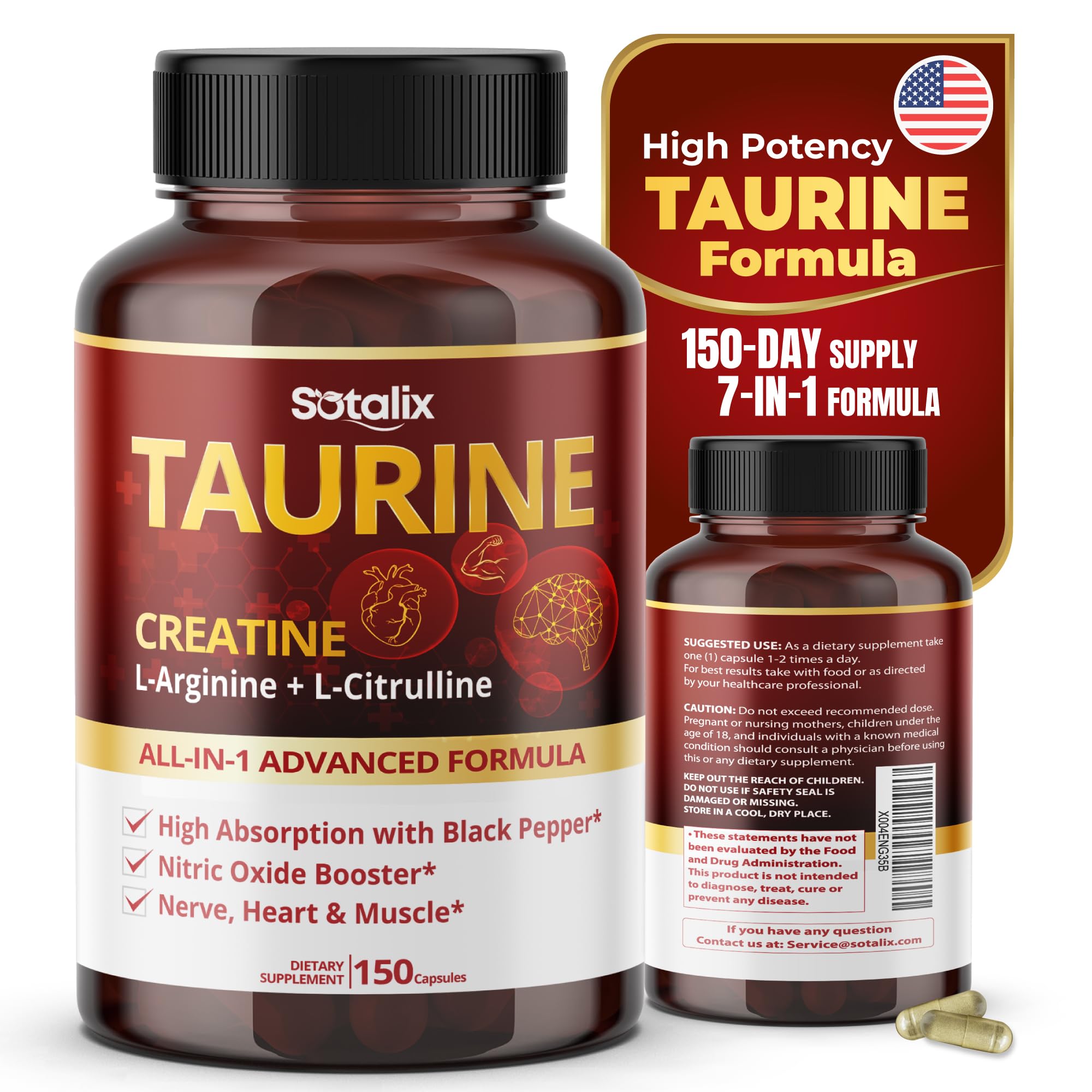 Foto 2 pulgar | Complemente Sotalix Taurina Con Creatina, L-arginina Y L-citrulina - Venta Internacional.