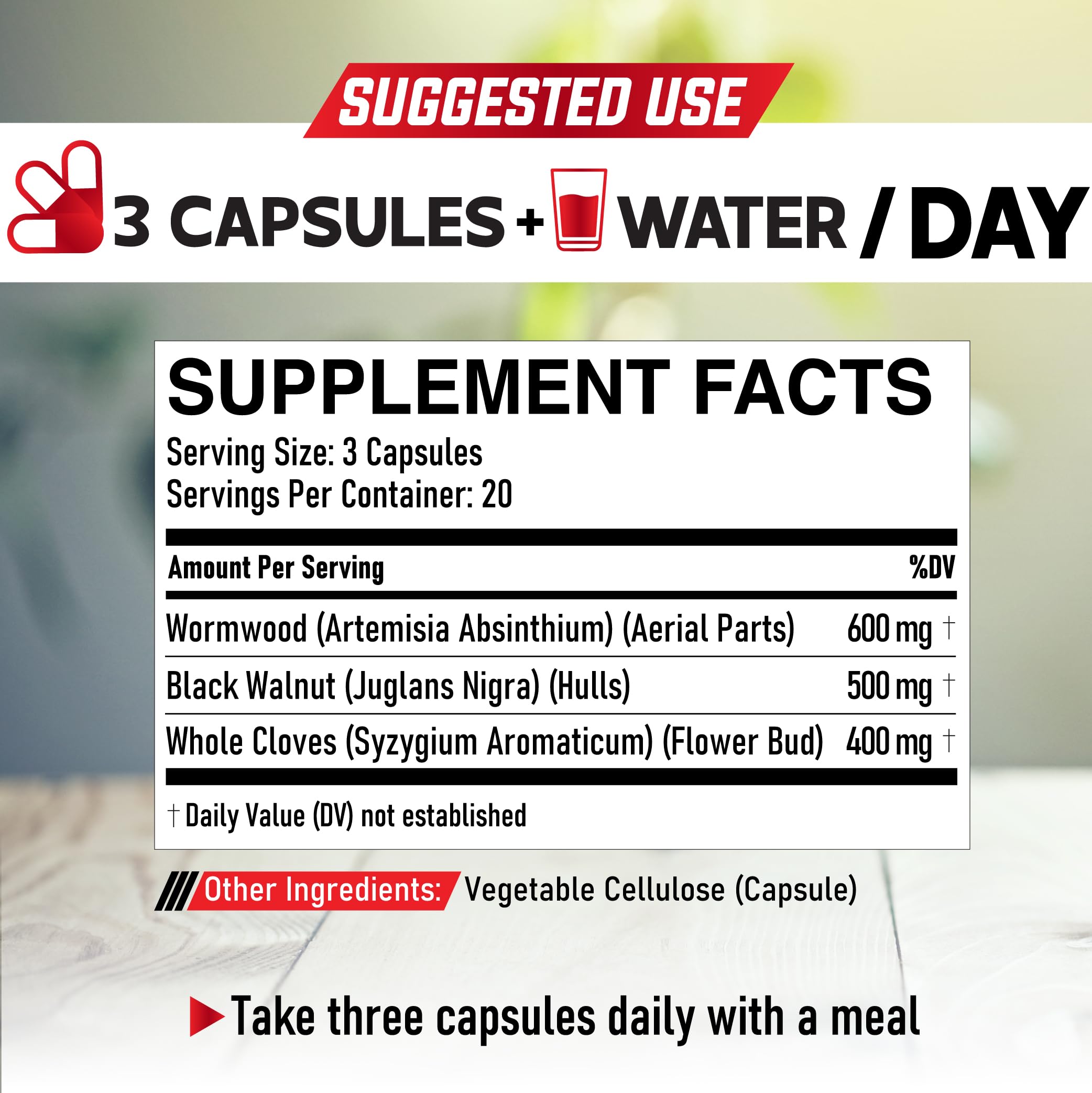 Foto 3 pulgar | Suplemento Dedicad: Cápsulas De Ajenjo De 1500 Mg Con Nuez Negra  - Venta Internacional.