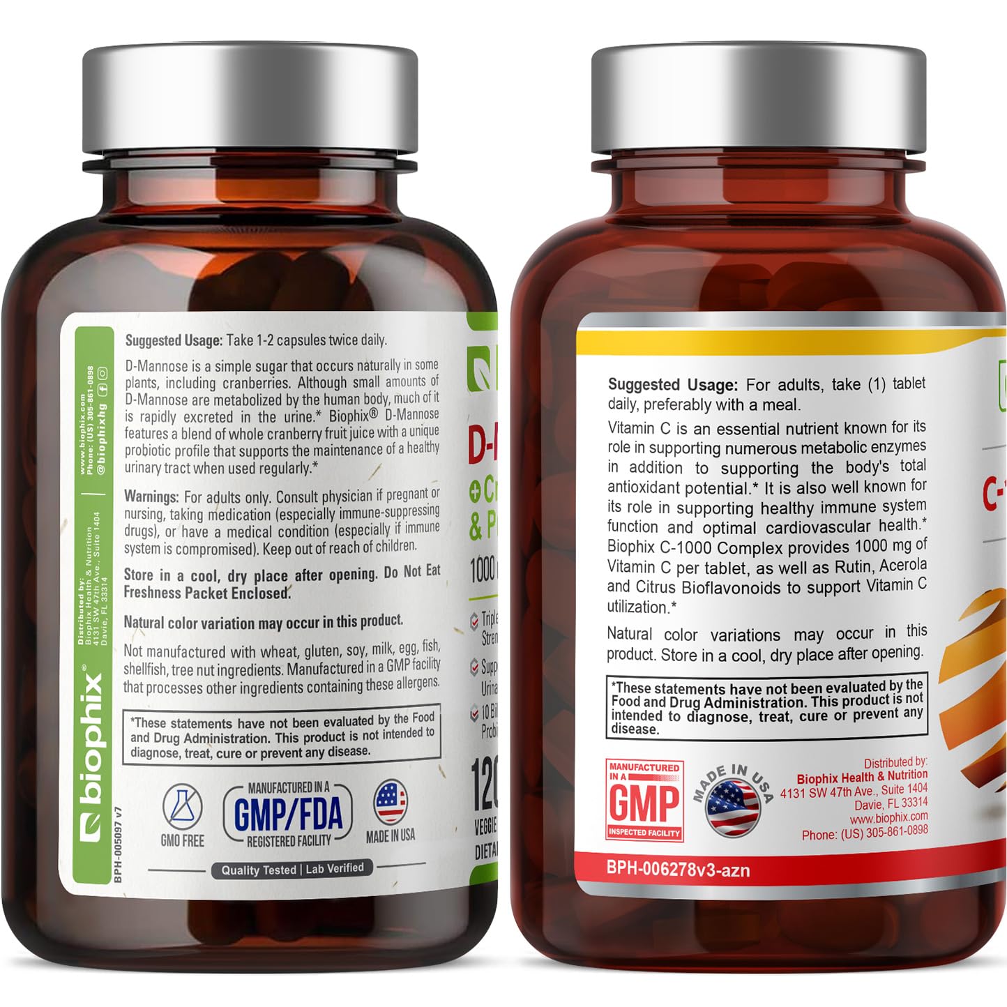 Foto 4 pulgar | Suplemento Biophix D-mannose Plus Probióticos De Arándano Rojo 1000 Mg - Venta Internacional.