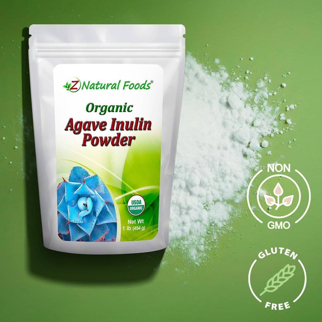 Foto 3 | Suplemento De Fibra Z Natural Foods, Inulina De Agave Orgánica, 454 G - Venta Internacional.