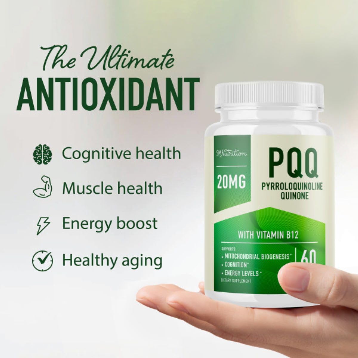 Foto 2 | Suplemento Smnutrition Pqq 20 Mg Con Coq10 Y Vitamina B12 60 Ca - Venta Internacional.