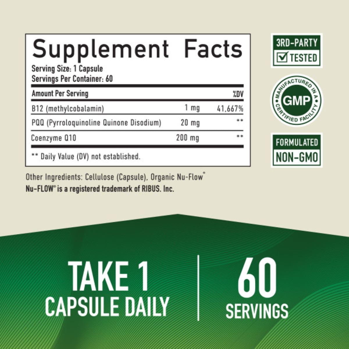 Foto 5 | Suplemento Smnutrition Pqq 20 Mg Con Coq10 Y Vitamina B12 60 Ca - Venta Internacional.
