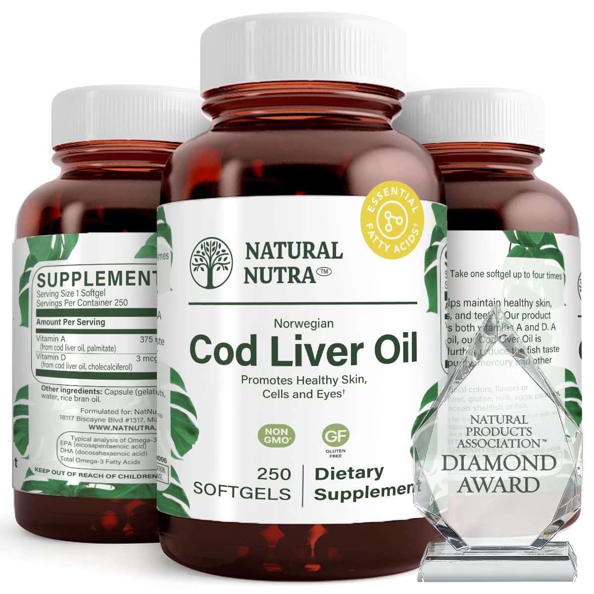 Foto 2 pulgar | Suplemento Natural De Aceite De Hígado De Bacalao Noruego Nutra, 250 Cápsulas Blandas - Venta Internacional.
