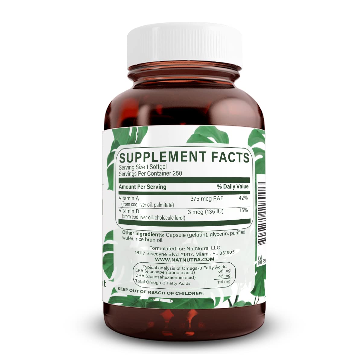 Foto 3 pulgar | Suplemento Natural De Aceite De Hígado De Bacalao Noruego Nutra, 250 Cápsulas Blandas - Venta Internacional.