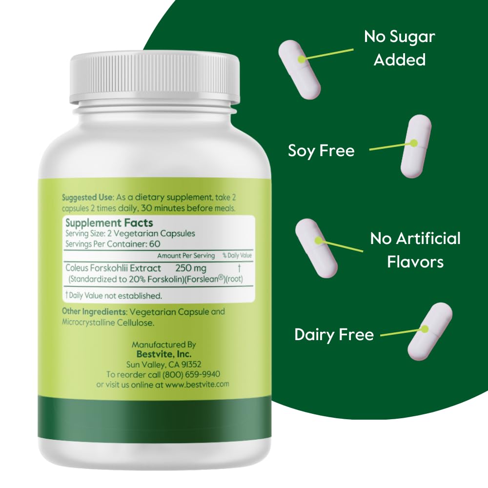 Foto 2 | Suplemento Bestvite Coleus Forskohlii 125 Mg Con Un 20% De Forskolina - Venta Internacional.