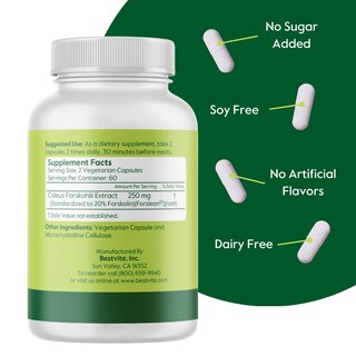 Foto 2 | Suplemento Bestvite Coleus Forskohlii 125 Mg Con Un 20% De Forskolina - Venta Internacional.