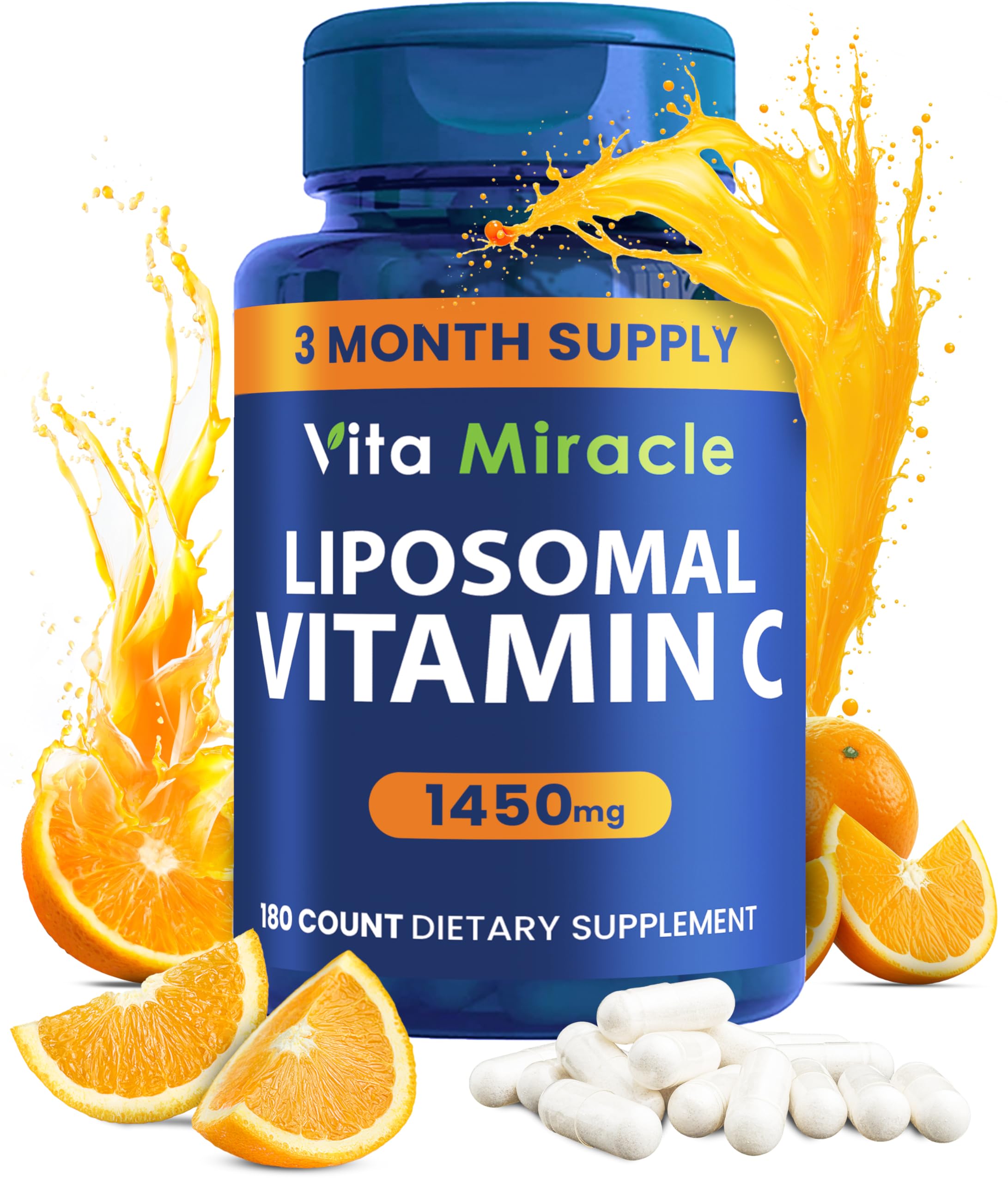 Foto 2 pulgar | Suplemento De Vitamina C Liposomal Vita Miracle 1450 Mg 180 Cápsulas - Venta Internacional.