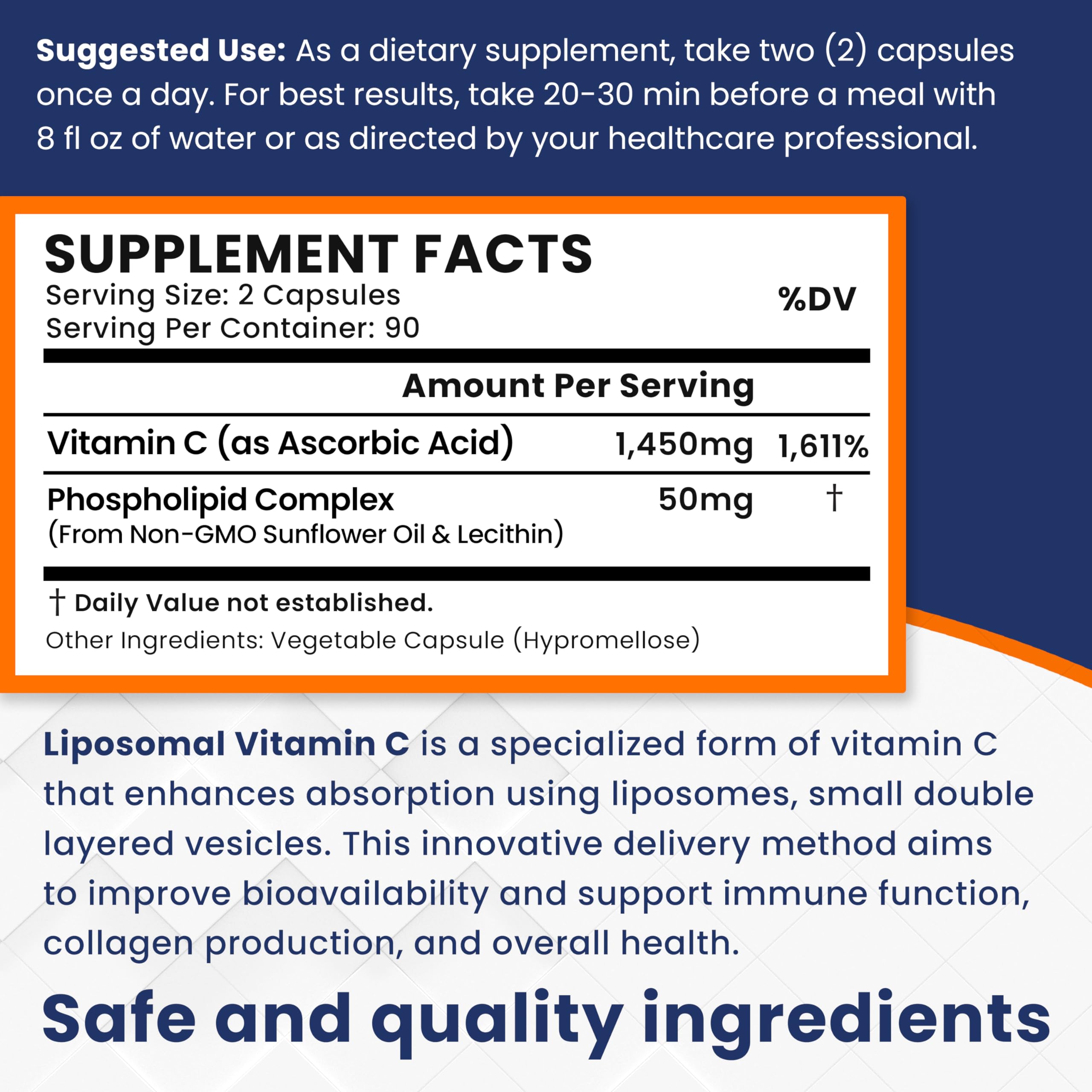 Foto 8 pulgar | Suplemento De Vitamina C Liposomal Vita Miracle 1450 Mg 180 Cápsulas - Venta Internacional.