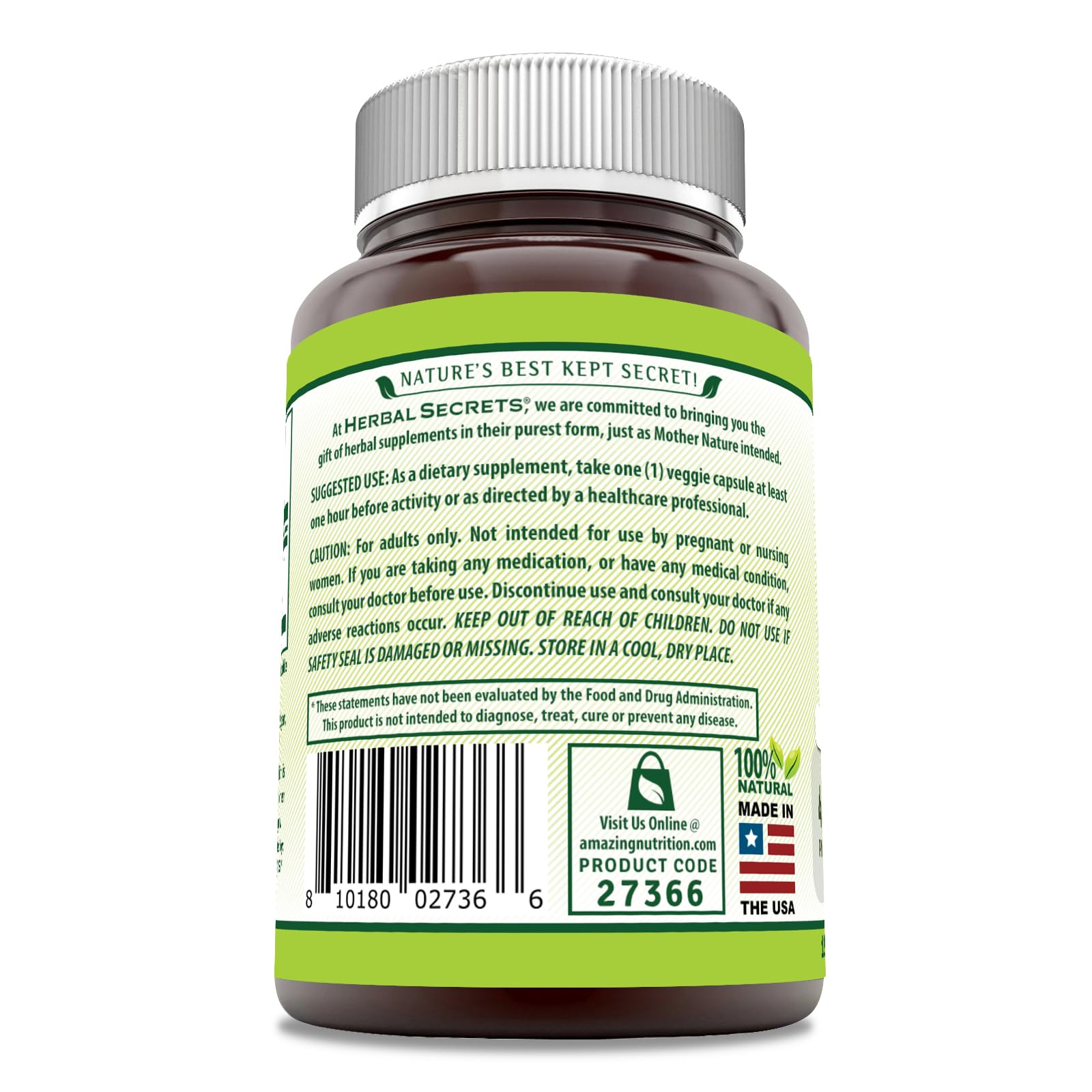 Foto 4 pulgar | Suplemento Herbal Secrets: Extracto De Yohimbe, 450 Mg, 120 Cápsulas - Venta Internacional.