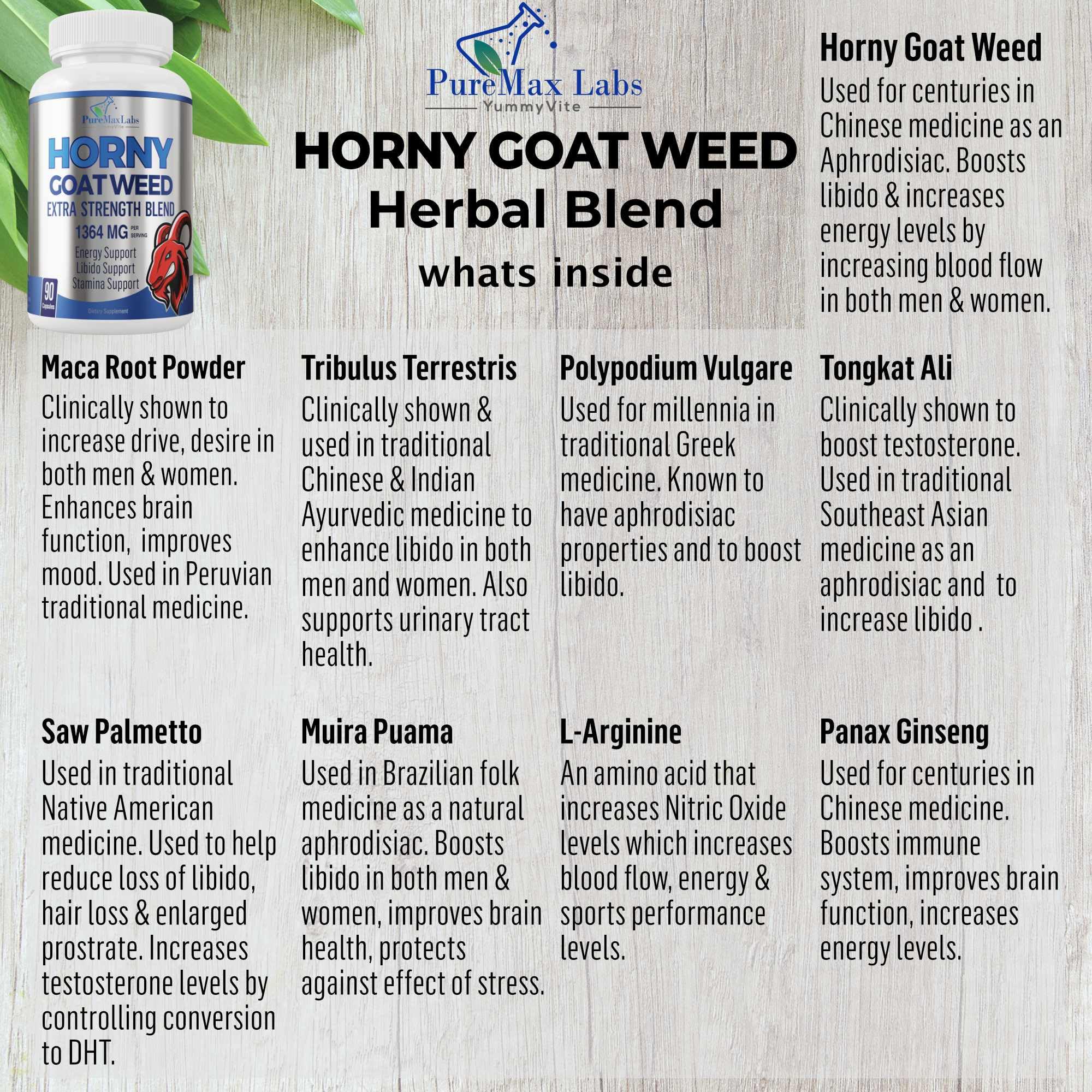 Foto 3 | Suplemento Yummyvite Horny Goat Weed 1590 Mg Con Maca 90 Cápsulas - Venta Internacional.