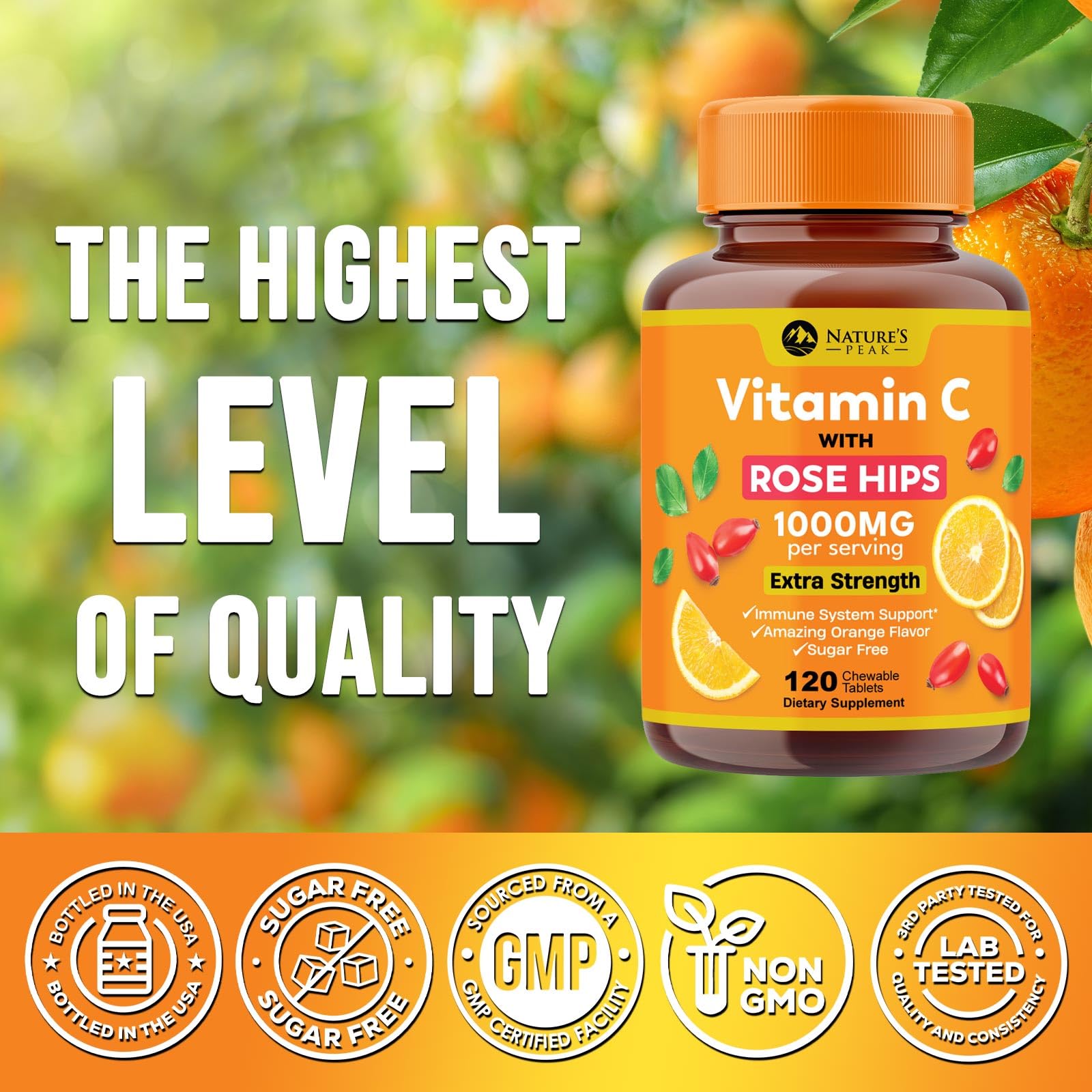 Foto 4 | Suplemento De Vitamina C Nature's Peak 1000 Mg Con Rosa Mosqueta 120 Tabletas - Venta Internacional.