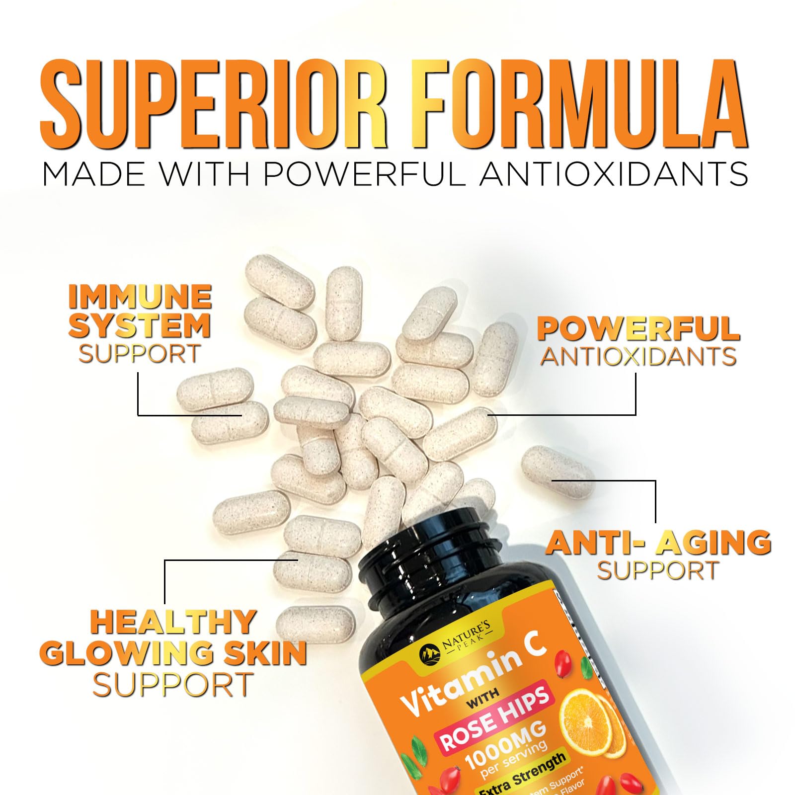Foto 5 | Suplemento De Vitamina C Nature's Peak 1000 Mg Con Rosa Mosqueta 120 Tabletas - Venta Internacional.