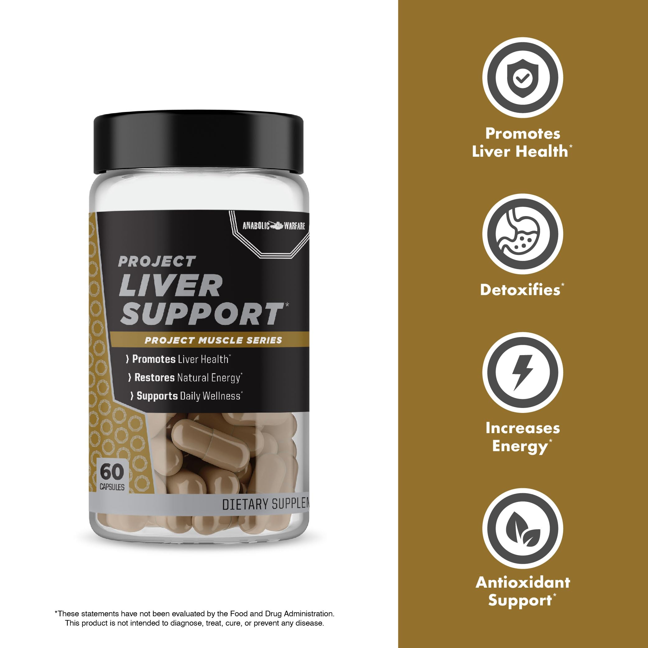 Foto 4 | Suplemento De Apoyo Hepático Anabolic Warfare Project, 60 Cápsulas - Venta Internacional.