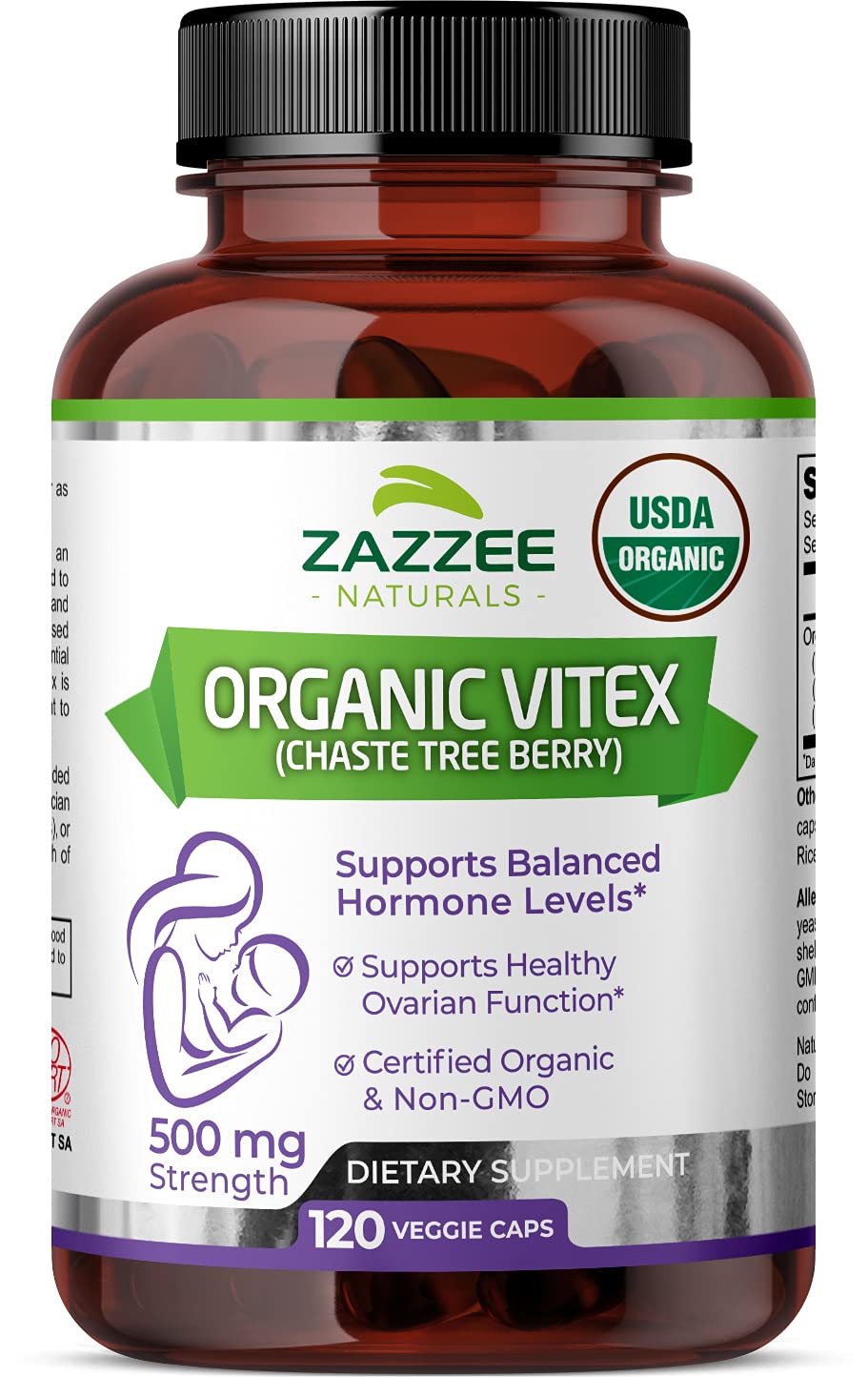 Foto 2 pulgar | Suplemento Zazzee Usda Organic Vitex 500 Mg 120 Cápsulas Veganas - Venta Internacional.