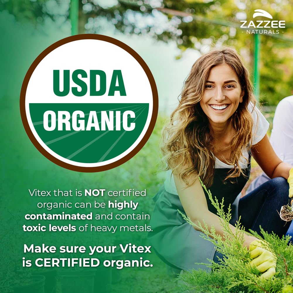 Foto 3 pulgar | Suplemento Zazzee Usda Organic Vitex 500 Mg 120 Cápsulas Veganas - Venta Internacional.