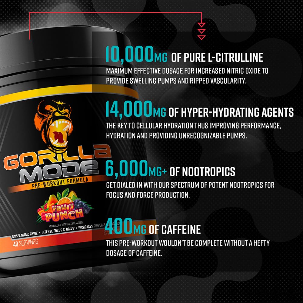 Foto 5 pulgar | Suplemento Alimenticio Gorilla Mind Gorilla Mode 796 G con L-citrulina - Venta Internacional