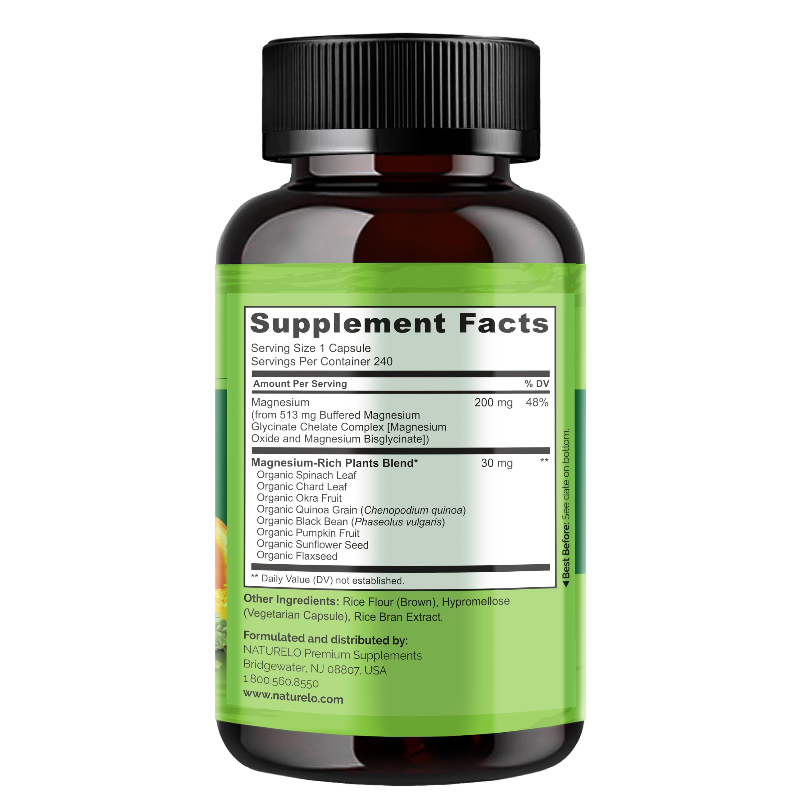 Foto 4 pulgar | Suplemento de Quelato de Glicinato de Magnesio Naturelo 200 mg 240 Cápsulas - Venta Internacional