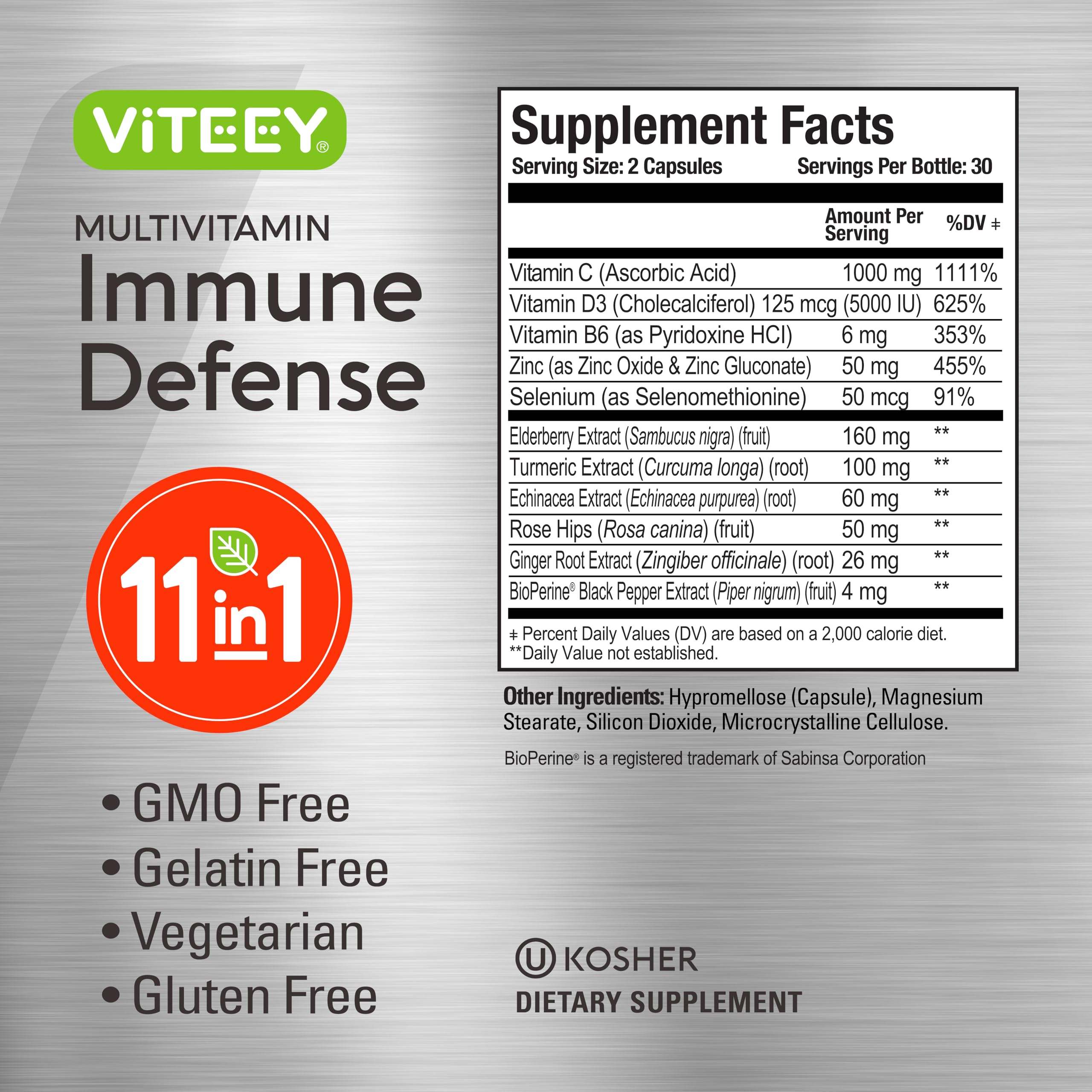 Foto 5 pulgar | Suplemento Multivitamínico Viteey 1 En 1 Para Defensa Inmunológica, 60 Cápsulas - Venta Internacional.