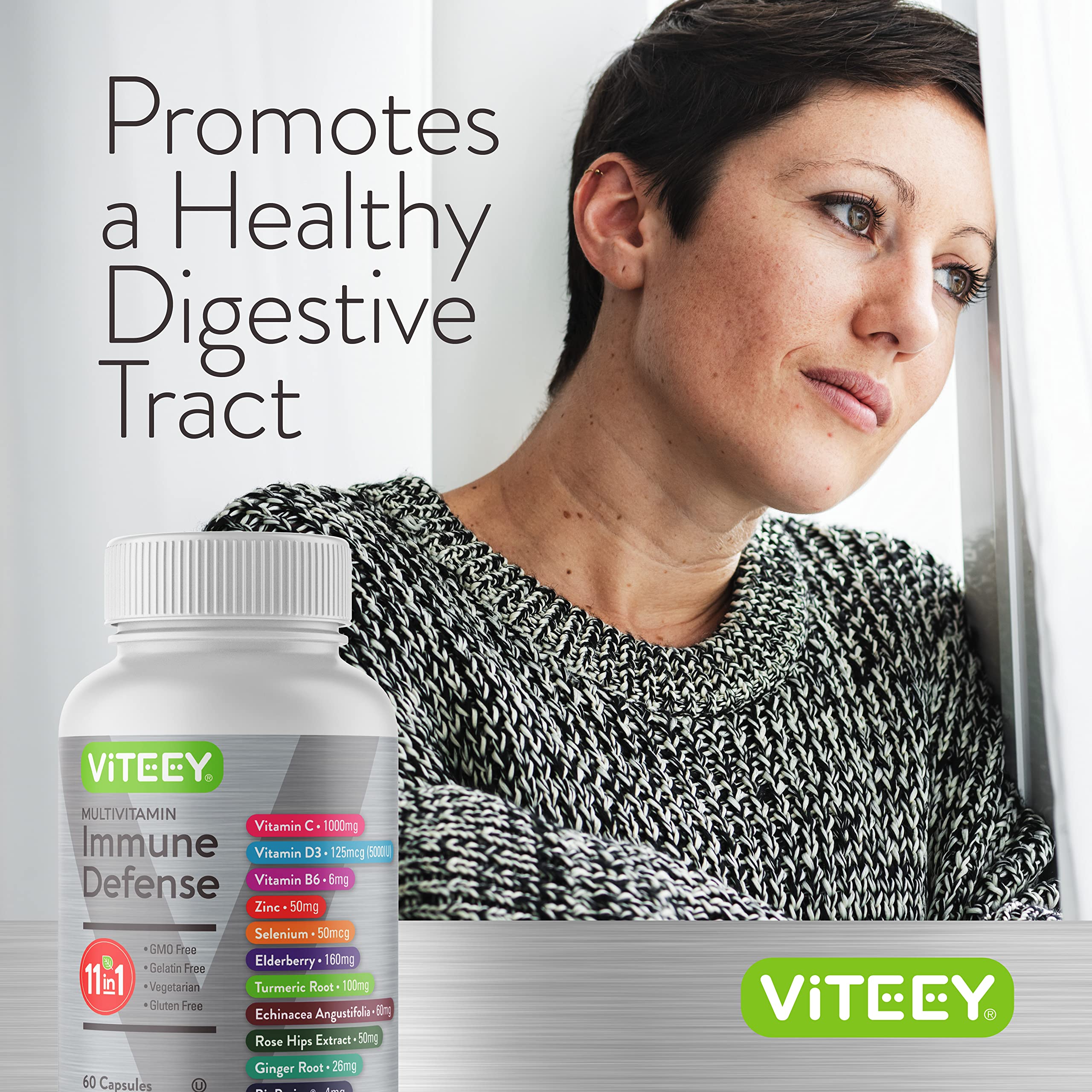 Foto 6 | Suplemento Multivitamínico Viteey 1 En 1 Para Defensa Inmunológica, 60 Cápsulas - Venta Internacional.