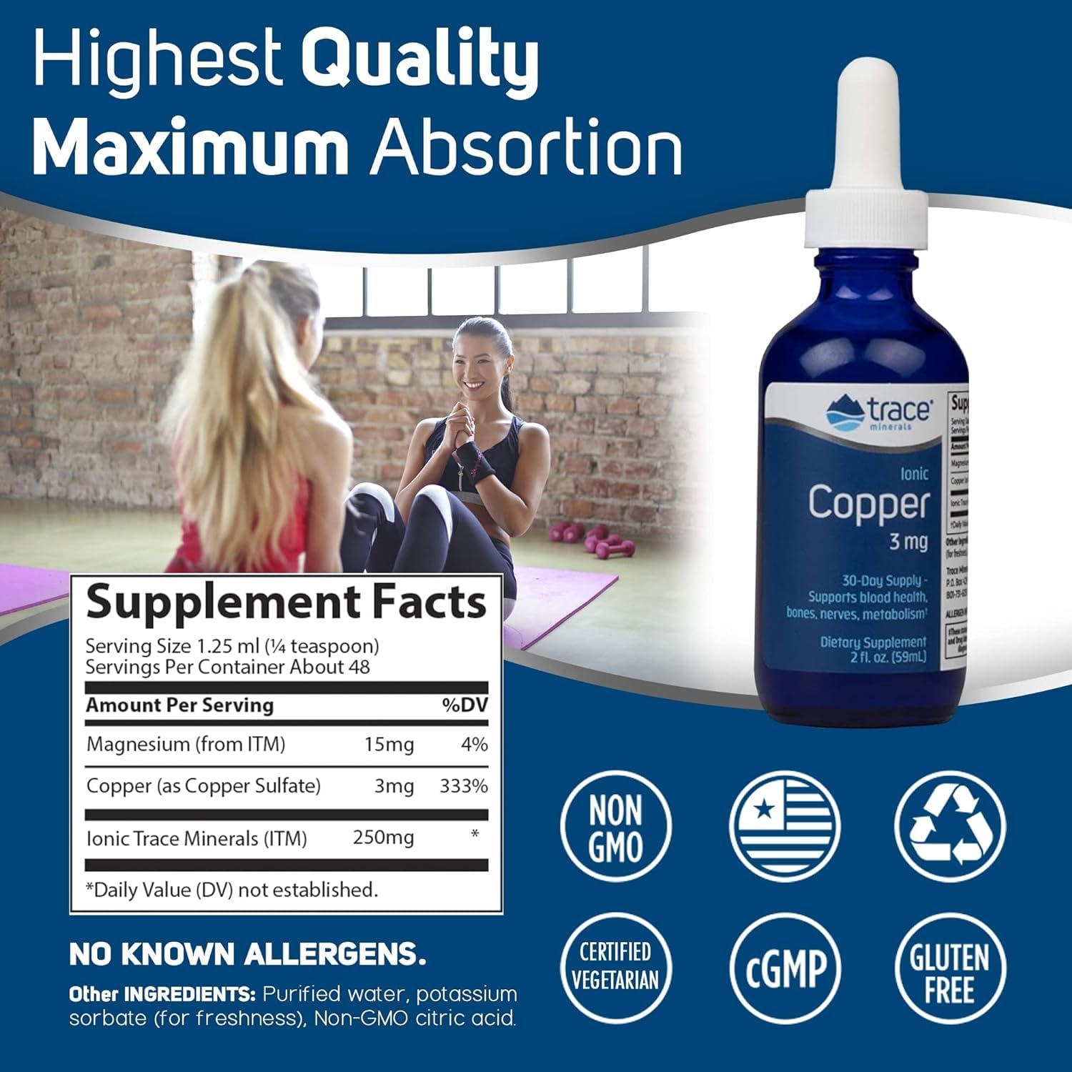 Foto 3 pulgar | Suplemento De Oligoelementos, Cobre Iónico, 60 Ml, Soporte Óseo - Venta Internacional.