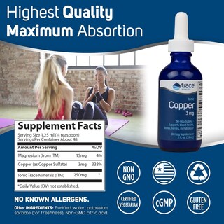 Foto 2 | Suplemento De Oligoelementos, Cobre Iónico, 60 Ml, Soporte Óseo - Venta Internacional.
