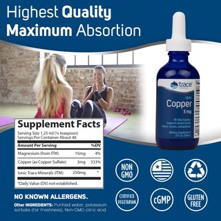 Foto 4 | Suplemento De Oligoelementos, Cobre Iónico, 60 Ml, Soporte Óseo - Venta Internacional.