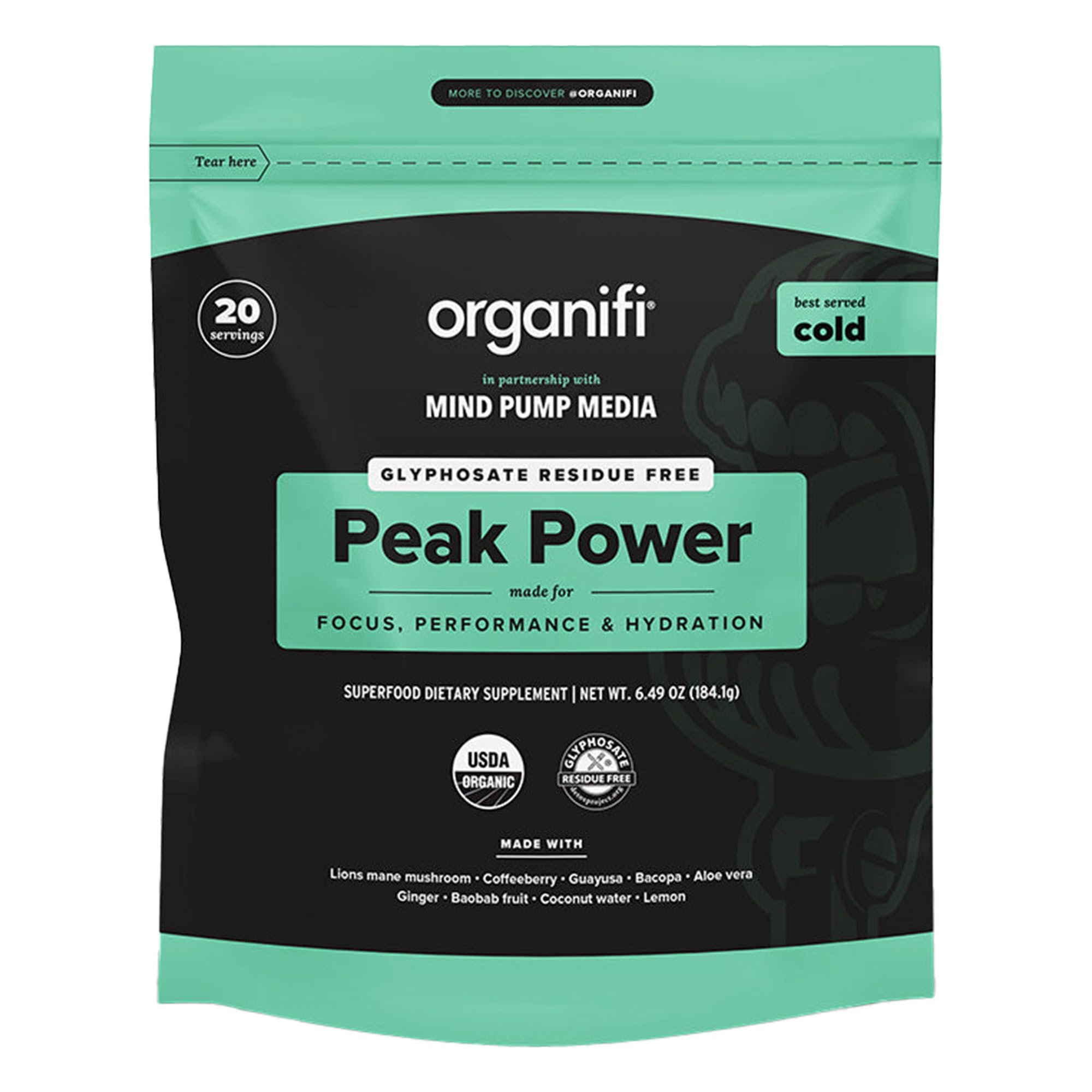 Foto 1 | Polvo para Antes del Entrenamiento Organifi Peak Power con Melena de León - Venta Internacional