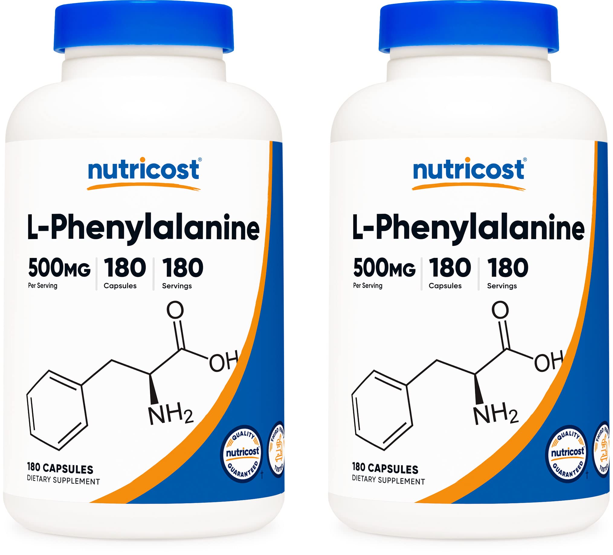 Foto 2 pulgar | Suplemento Nutricost L-fenilalanina 500 Mg 180 Cápsulas X2 - Venta Internacional.