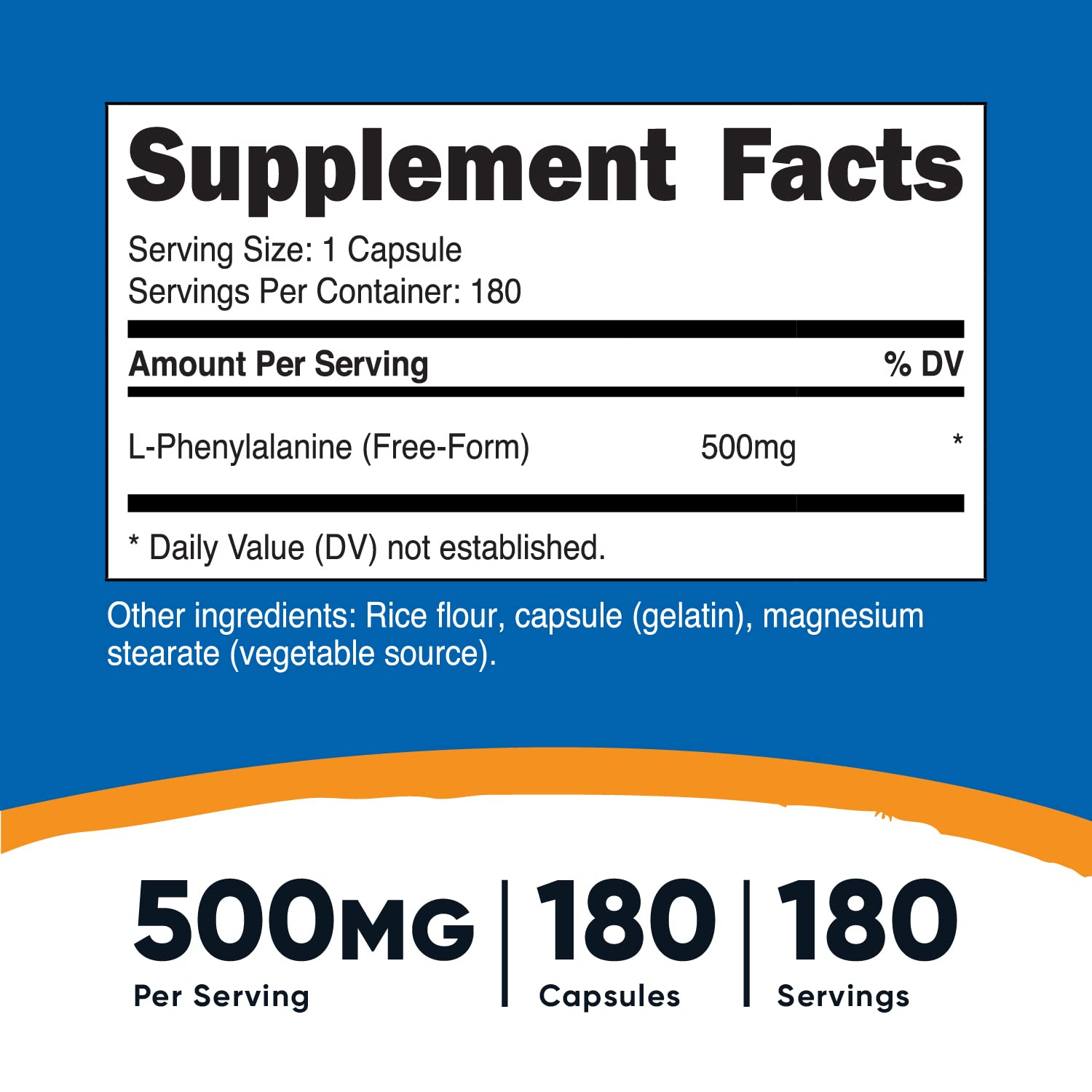 Foto 3 pulgar | Suplemento Nutricost L-fenilalanina 500 Mg 180 Cápsulas X2 - Venta Internacional.