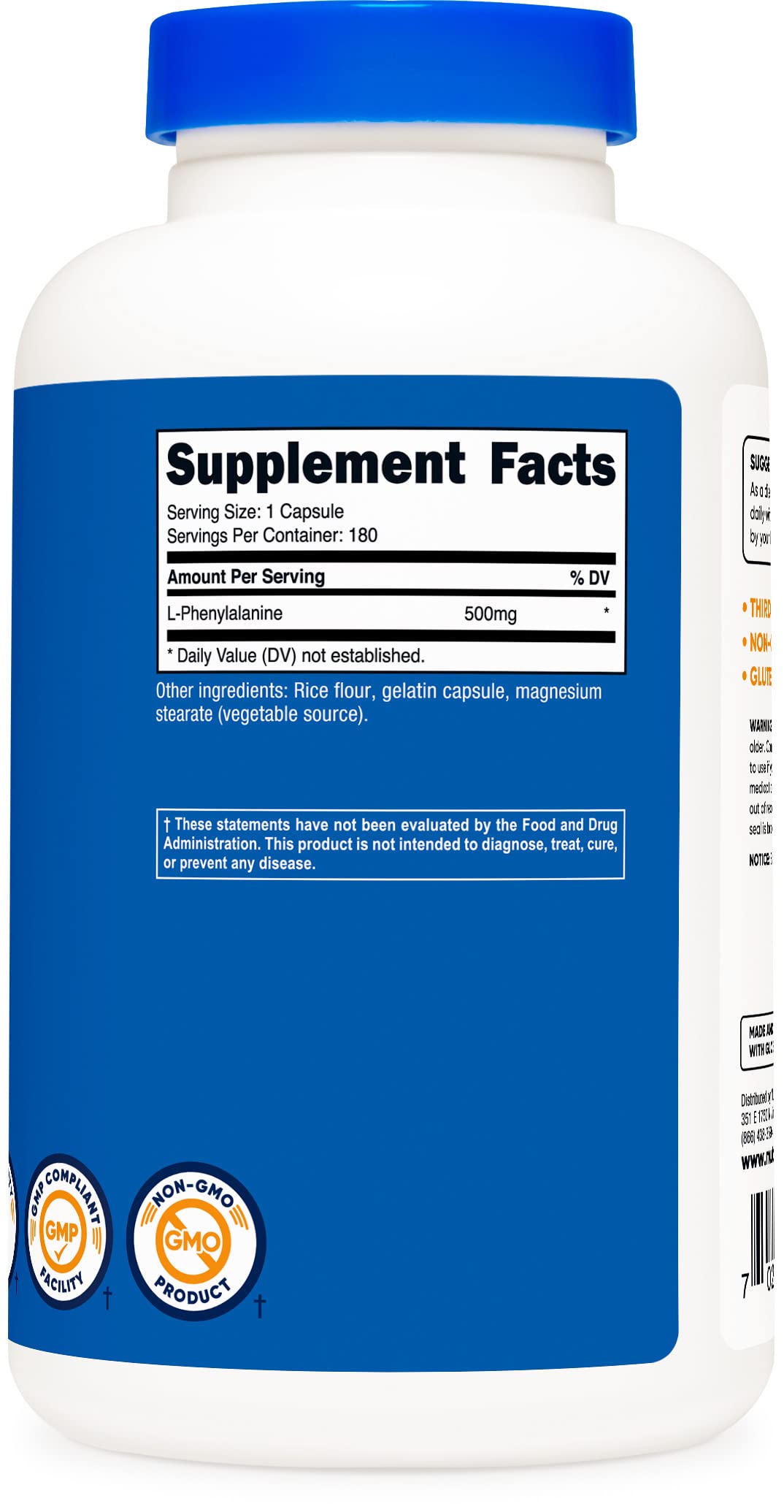 Foto 6 pulgar | Suplemento Nutricost L-fenilalanina 500 Mg 180 Cápsulas X2 - Venta Internacional.