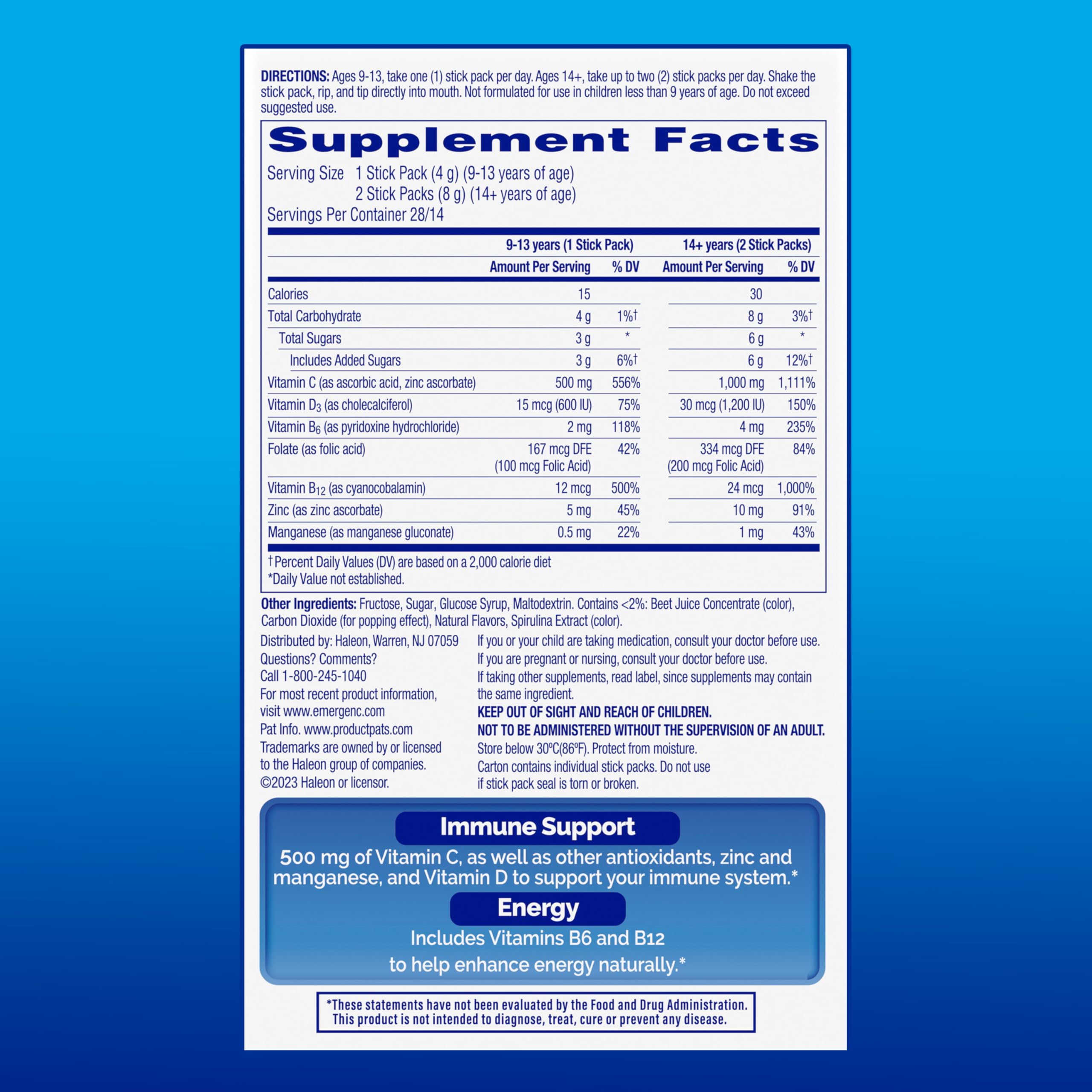 Foto 6 | Suplemento Emergen-c Immune Plus Crystals, 28 Paquetes En Barra - Venta Internacional.
