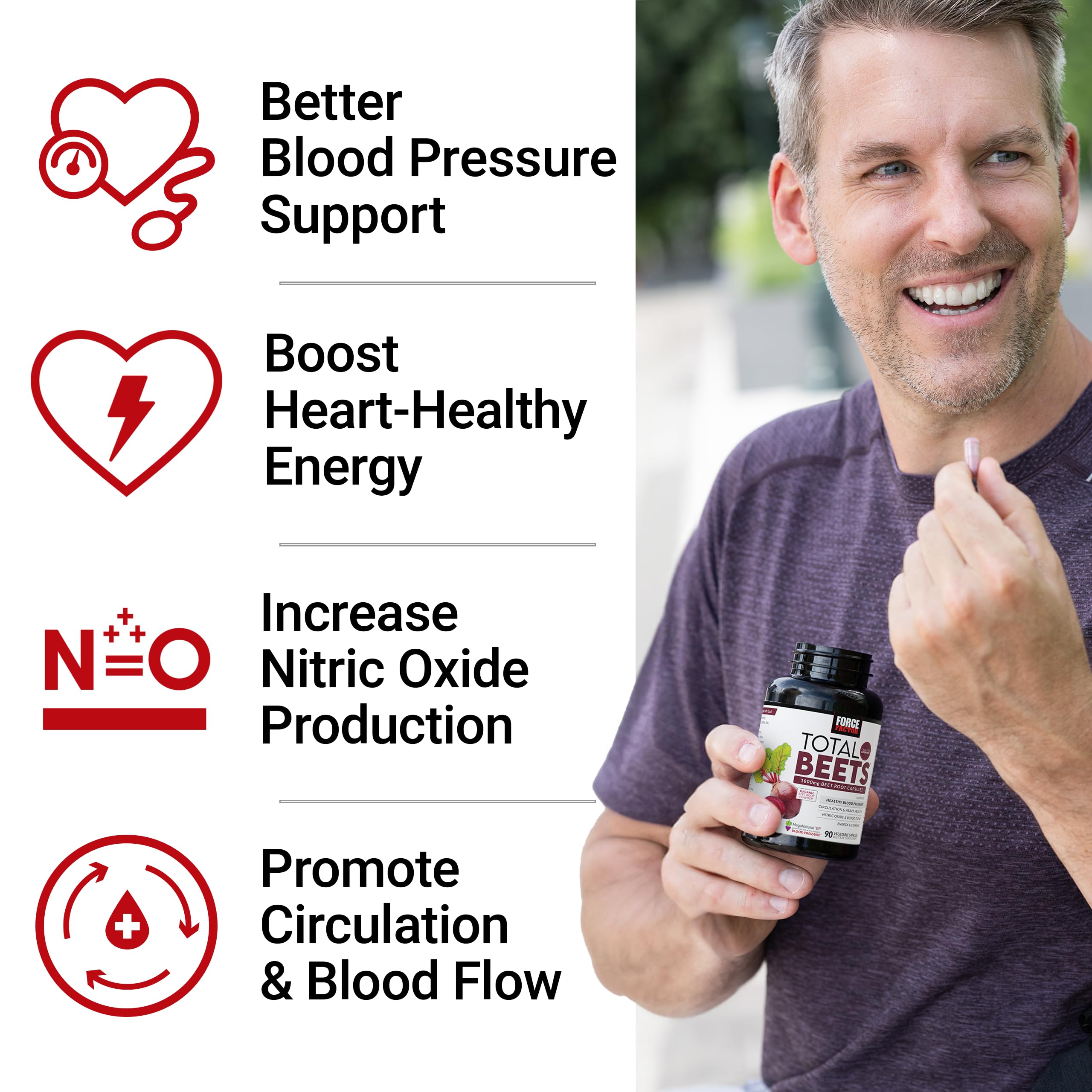 Foto 3 | Suplemento Force Factor Total Beets Blood Pressure 180 Cápsulas - Venta Internacional.