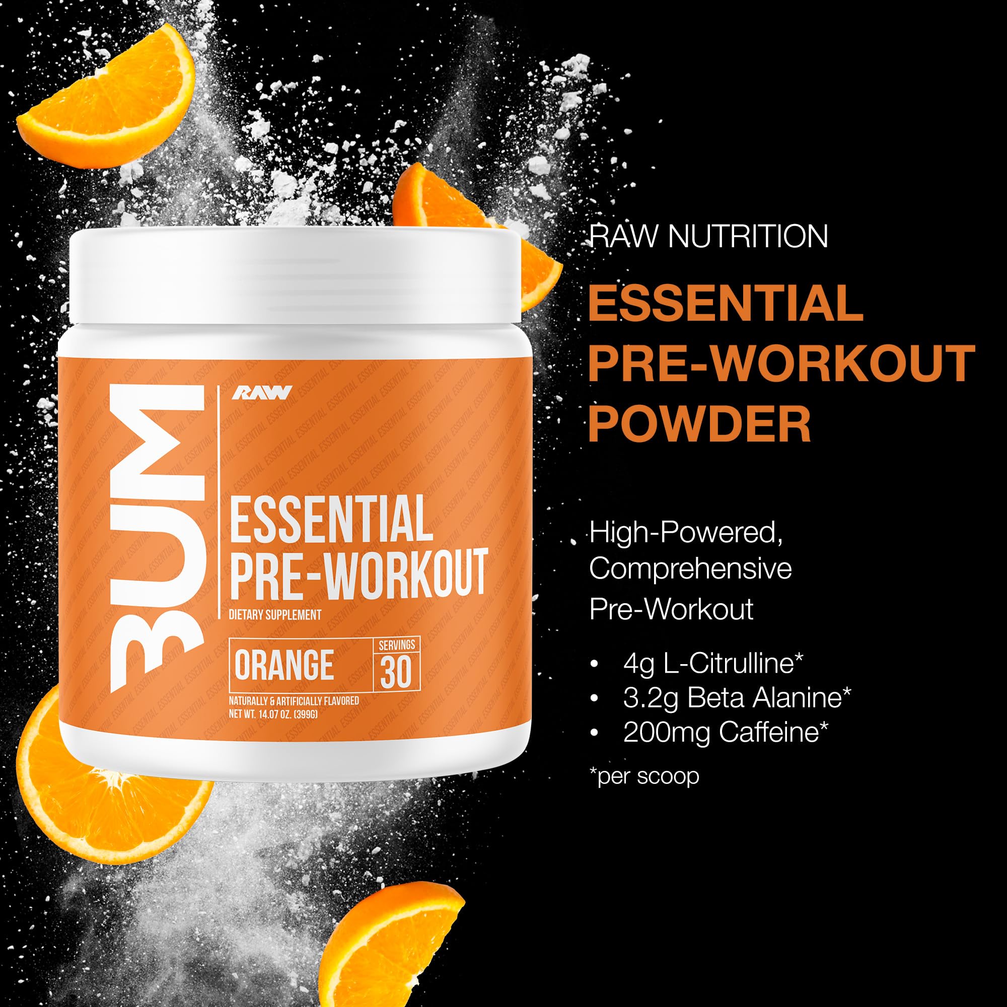 Foto 2 | Suplemento Pre-workout Powder Raw Essential Orange para Hombres y Mujeres - Venta Internacional