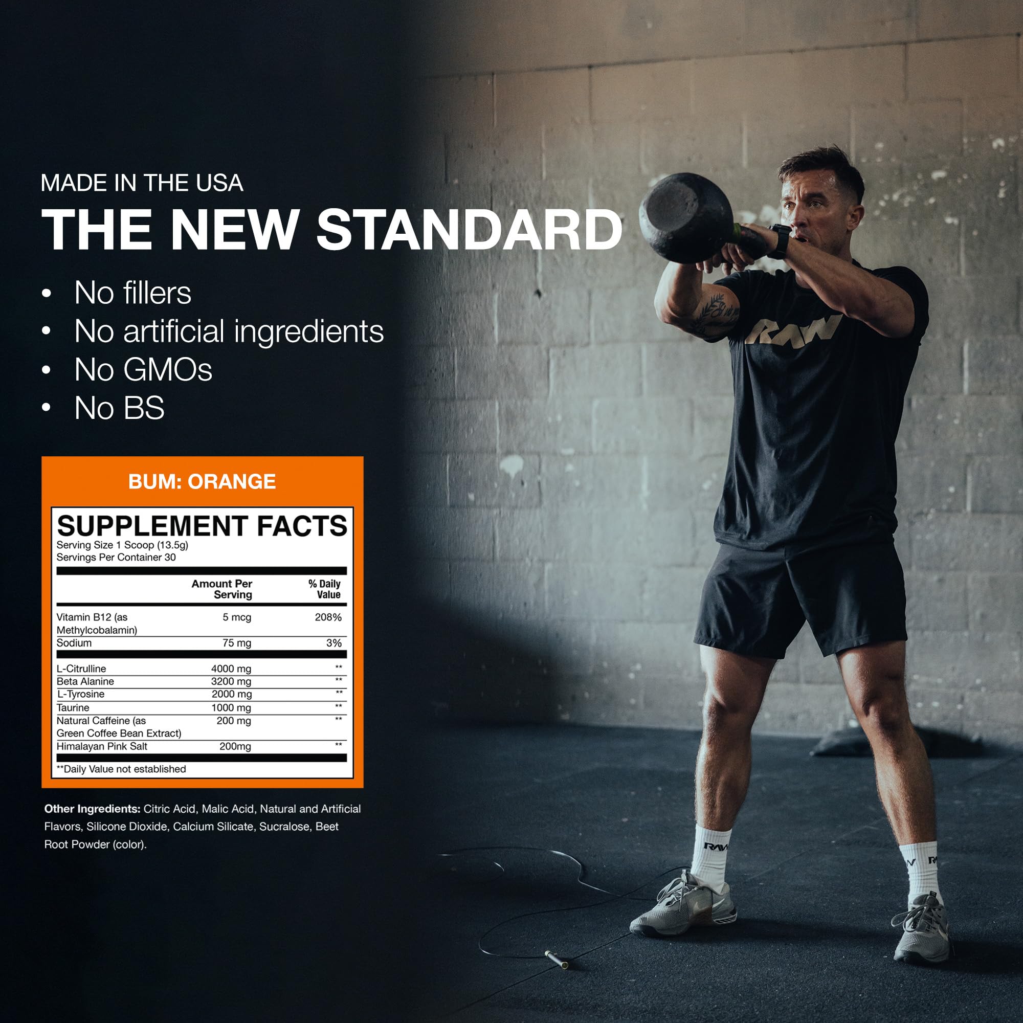Foto 4 | Suplemento Pre-workout Powder Raw Essential Orange para Hombres y Mujeres - Venta Internacional