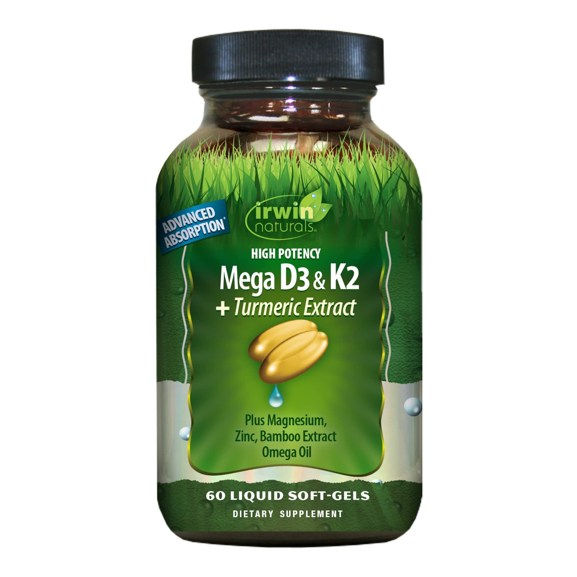Foto 1 | Suplemento De Extracto De Cúrcuma Mega D3 Y K2+ De Alta Potencia De Irwin Naturals, 60 Cápsulas Blandas