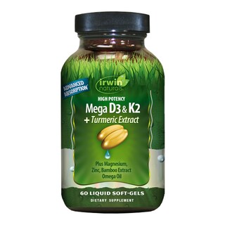 Foto 1 | Suplemento De Extracto De Cúrcuma Mega D3 Y K2+ De Alta Potencia De Irwin Naturals, 60 Cápsulas Blandas
