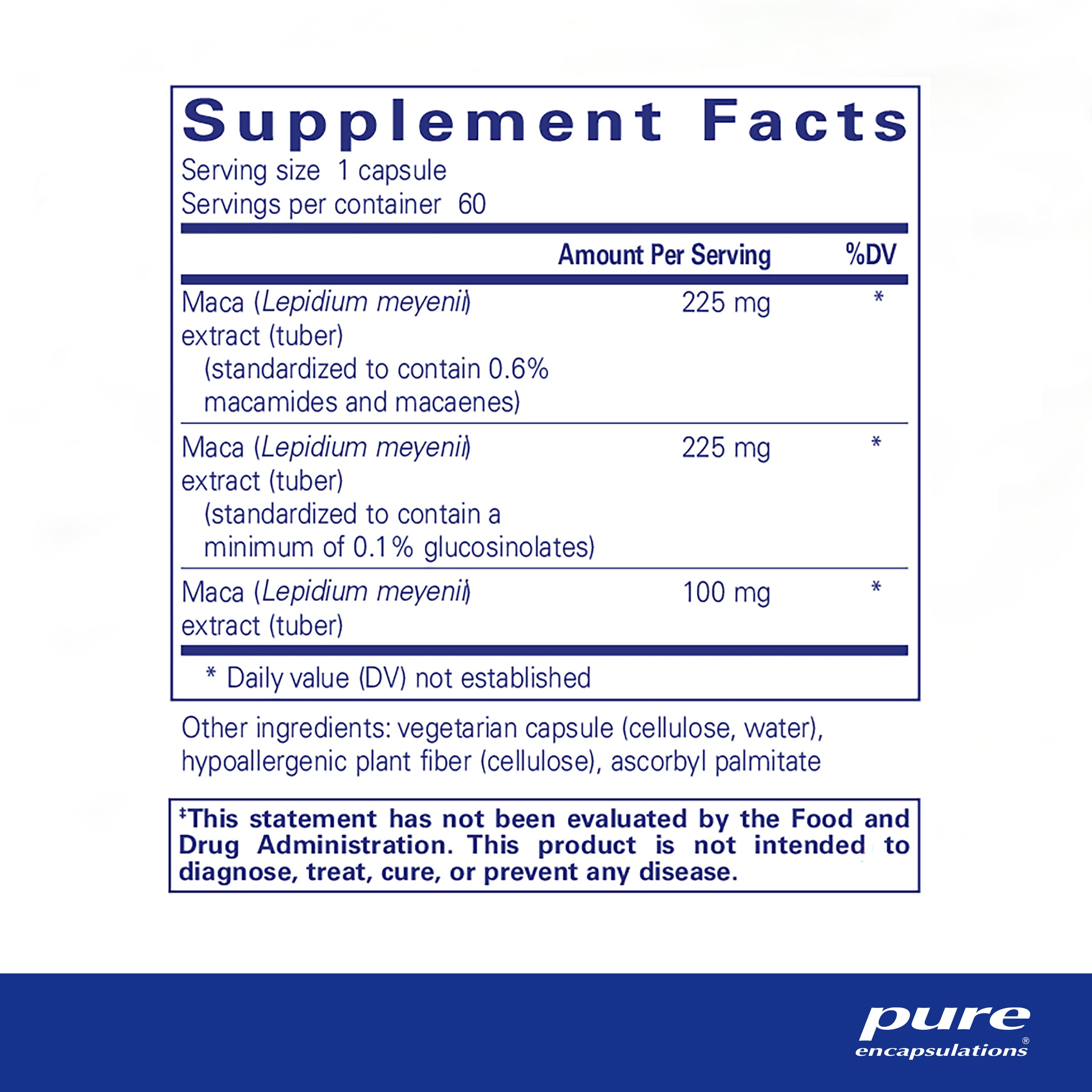 Foto 3 pulgar | Suplemento Pure Encapsulations Maca-3 60 Cápsulas - Venta Internacional.