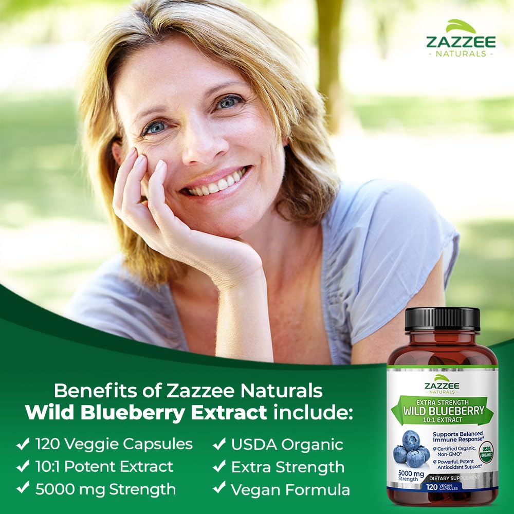 Foto 3 | Suplemento De Extracto Orgánico De Arándanos Silvestres Del Usda De Zazzee, 5000 Mg - Venta Internacional.