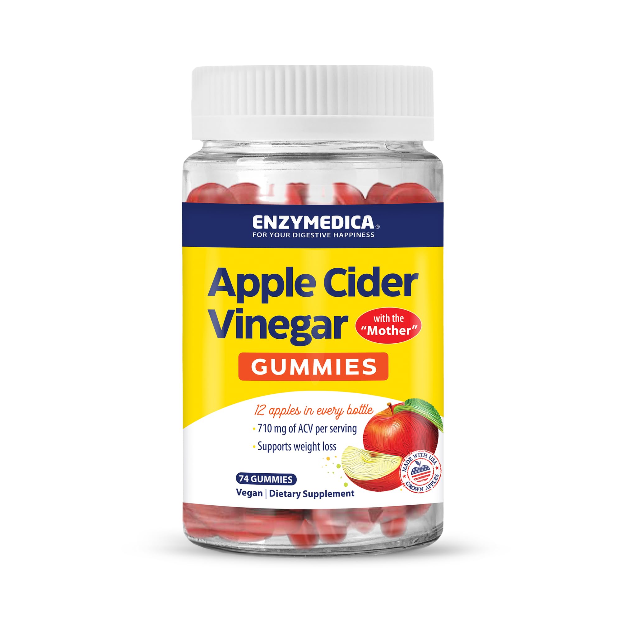 Foto 1 | Gomitas De Vinagre De Sidra De Manzana Supplement Enzymedica 74 Unidades