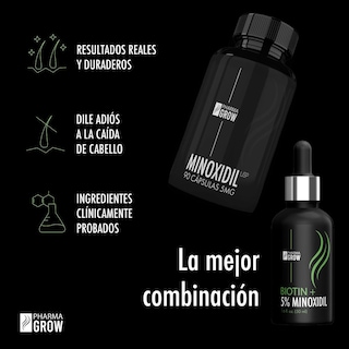 Foto 3 | Kit Pharma Grow Minoxidil 5 Mg 90 Cápsulas + Minoxidil 5% + Biotina Solución
